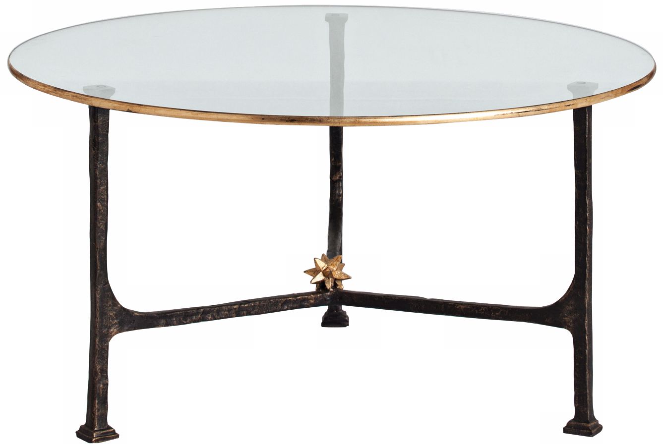 Arteriors Narnia Iron and Gold Leaf Round Cocktail Table