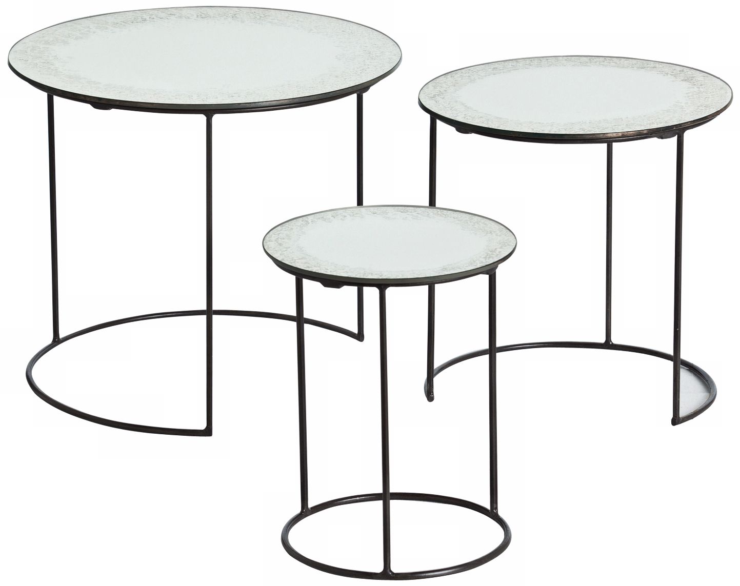 Arteriors Home Set of 3 Osmond Iron/Mirror Nesting Tables