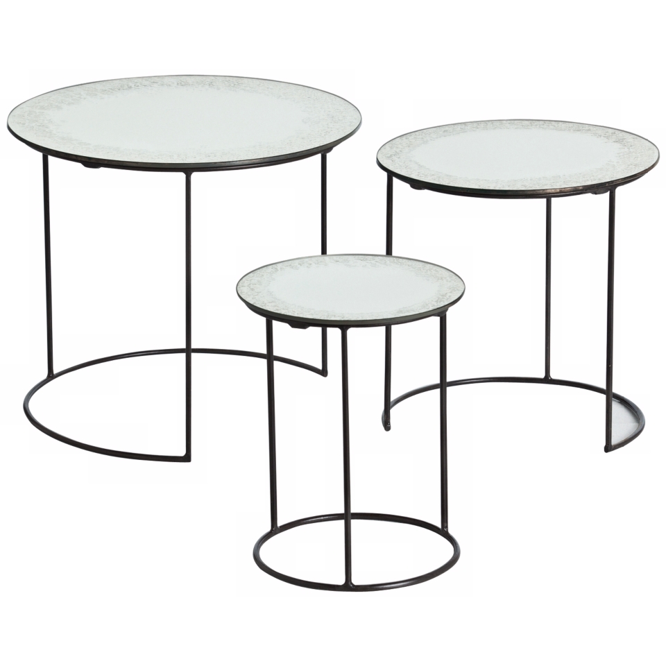 Arteriors Home Set of 3 Osmond Iron/Mirror Nesting Tables   #U2299