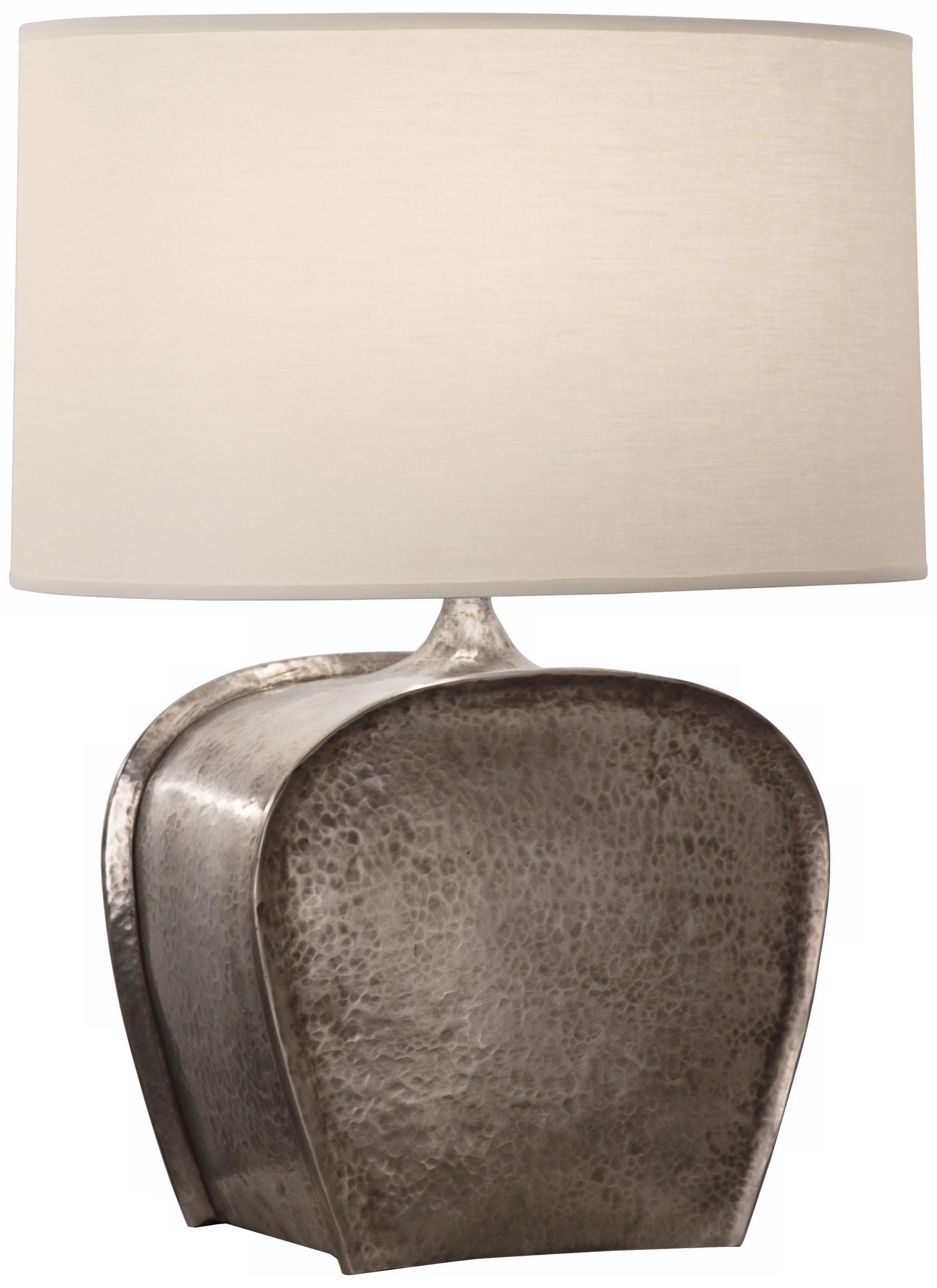 Robert Abbey Platinum Toast with White Oval Shade Table Lamp