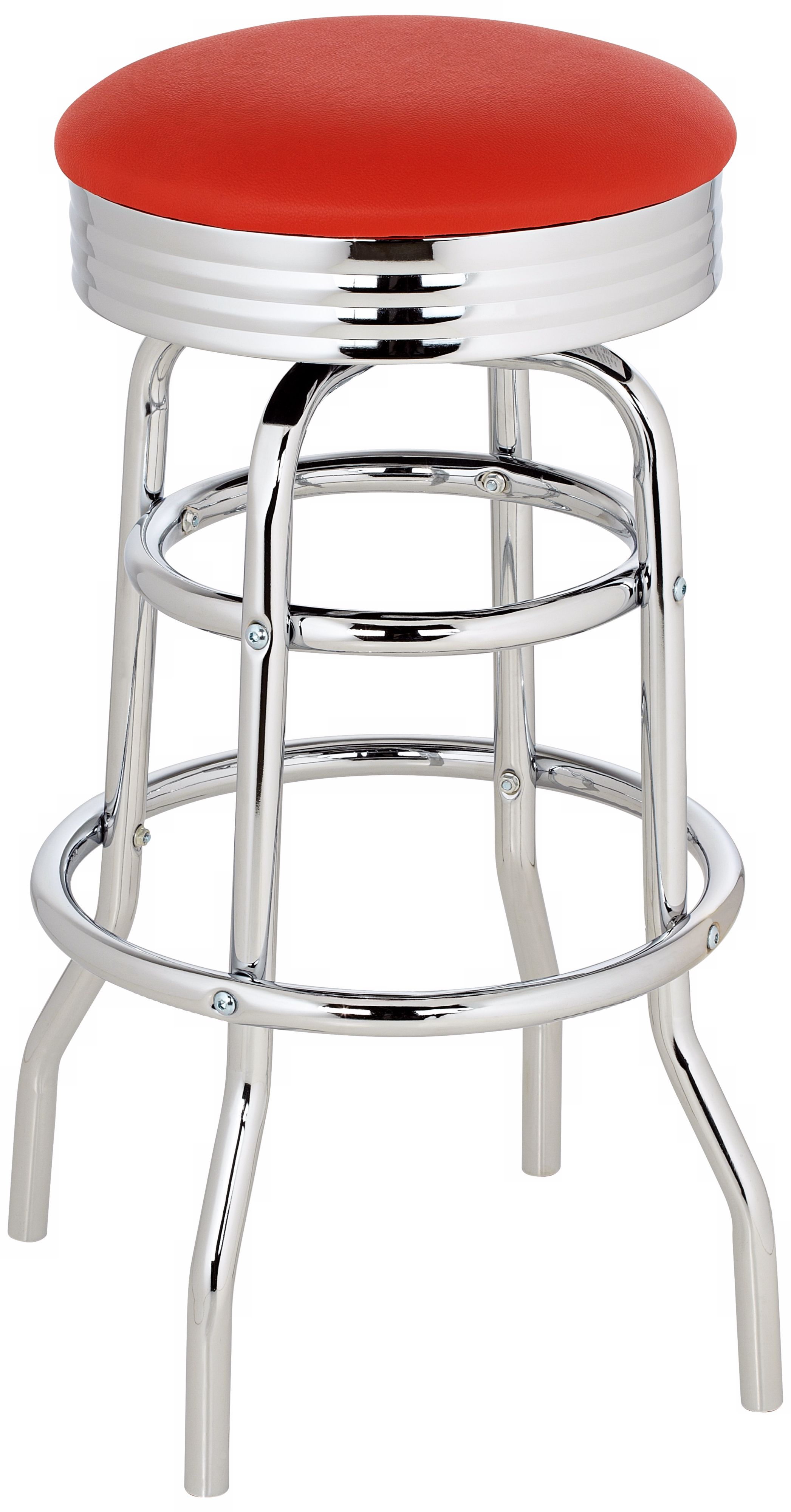 Retro Red Seat 30 1/2" High Chrome Bar Stool