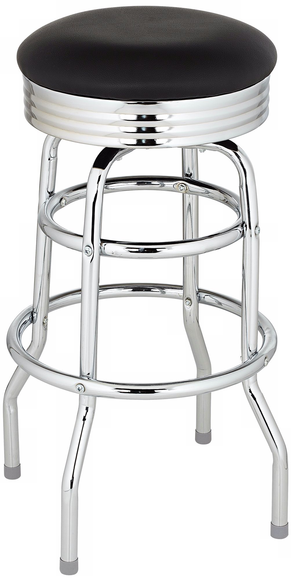 Retro Black Seat 29" High Chrome Bar Stool