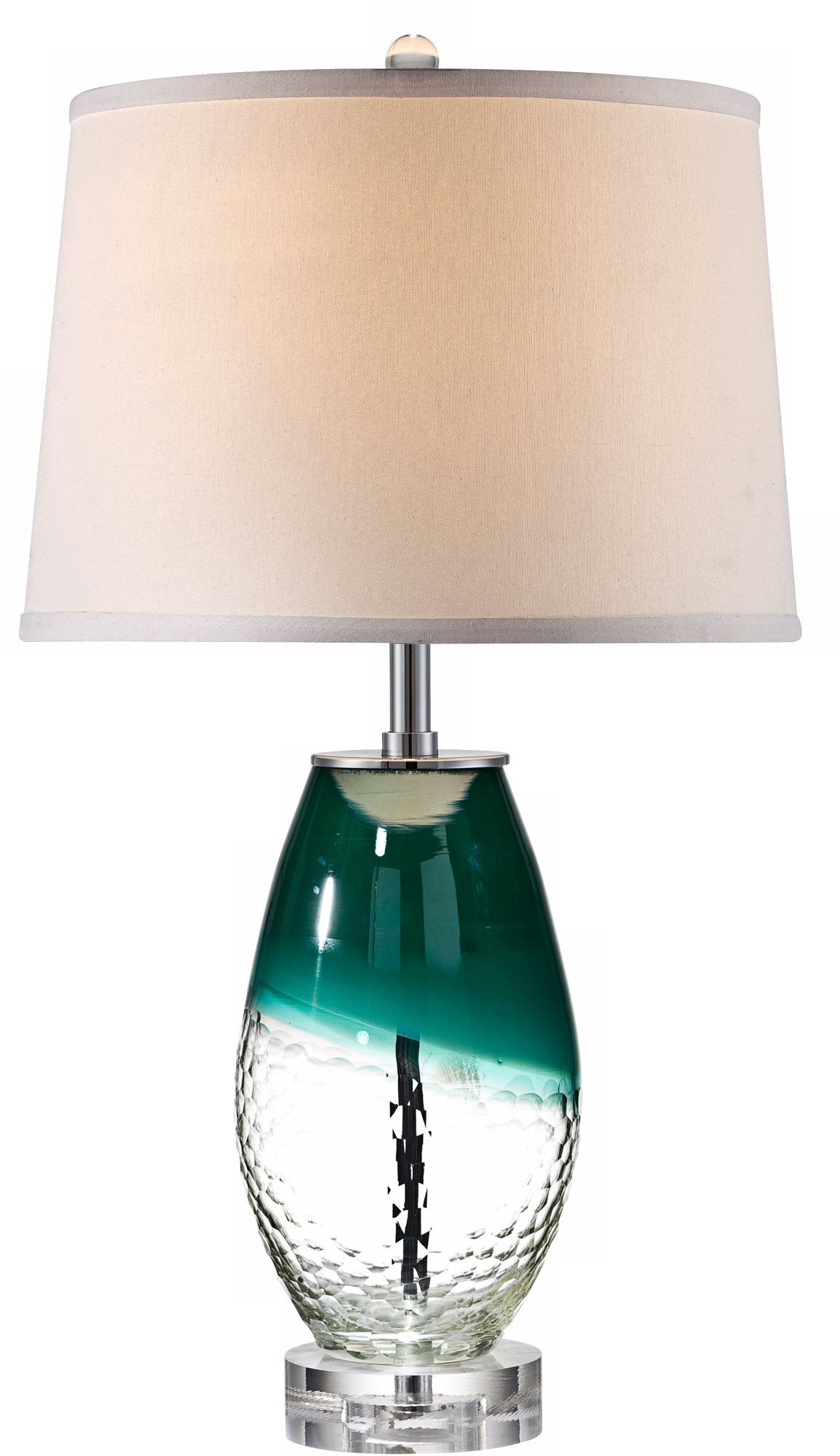 Kathy Ireland Blue-Clear Glass Vase Table Lamp
