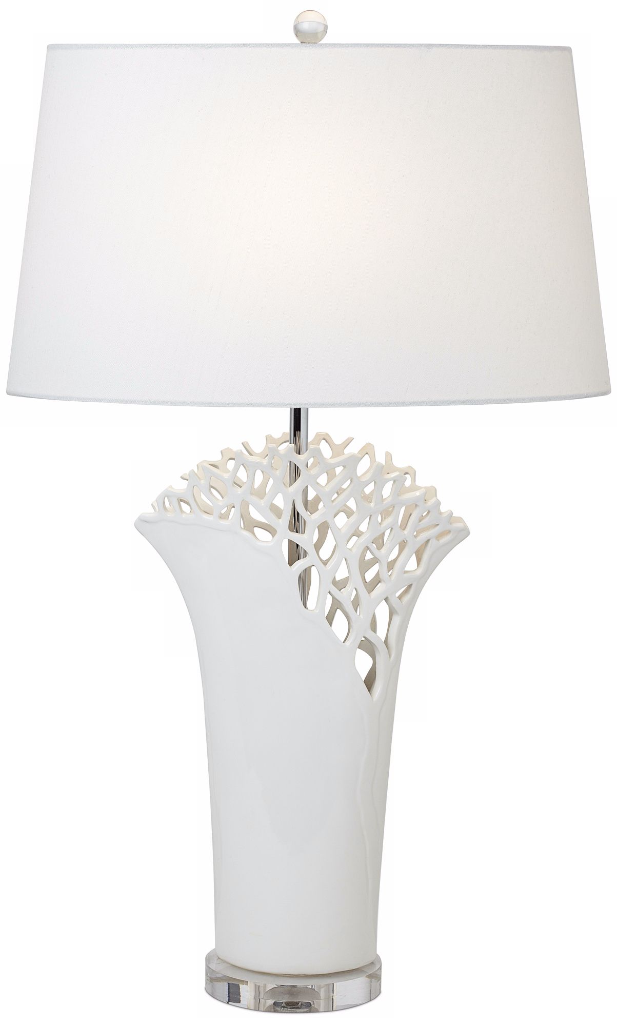 Possini Euro White Coral Oval Shade Table Lamp