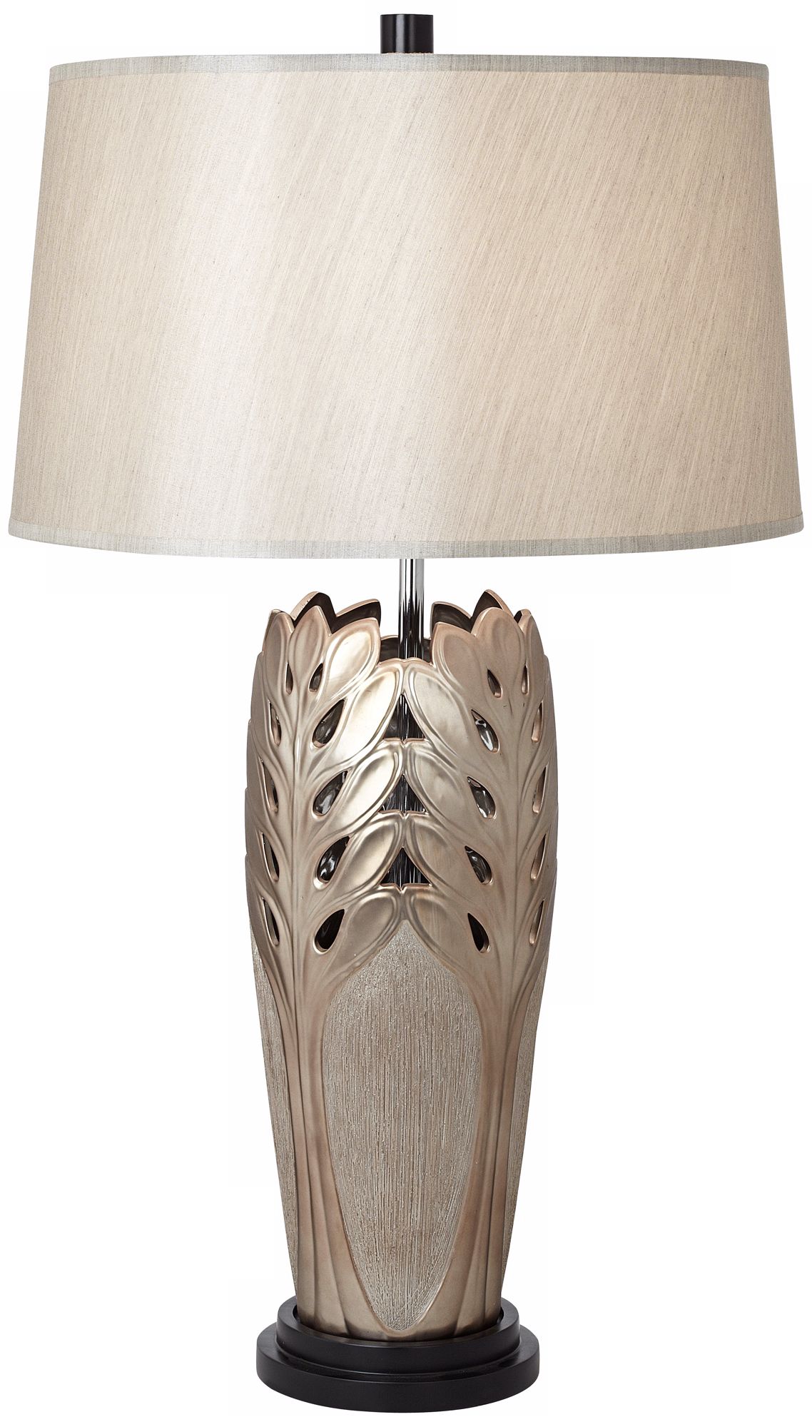 Kathy Ireland Silver Ceramic Leaf Table Lamp