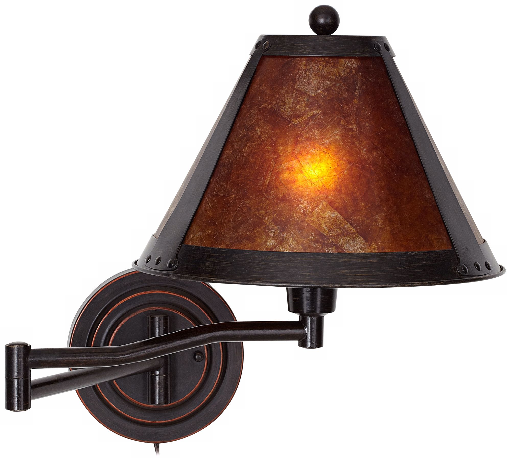 Distressed Bronze Mica Shade Swing Arm Wall Lamp