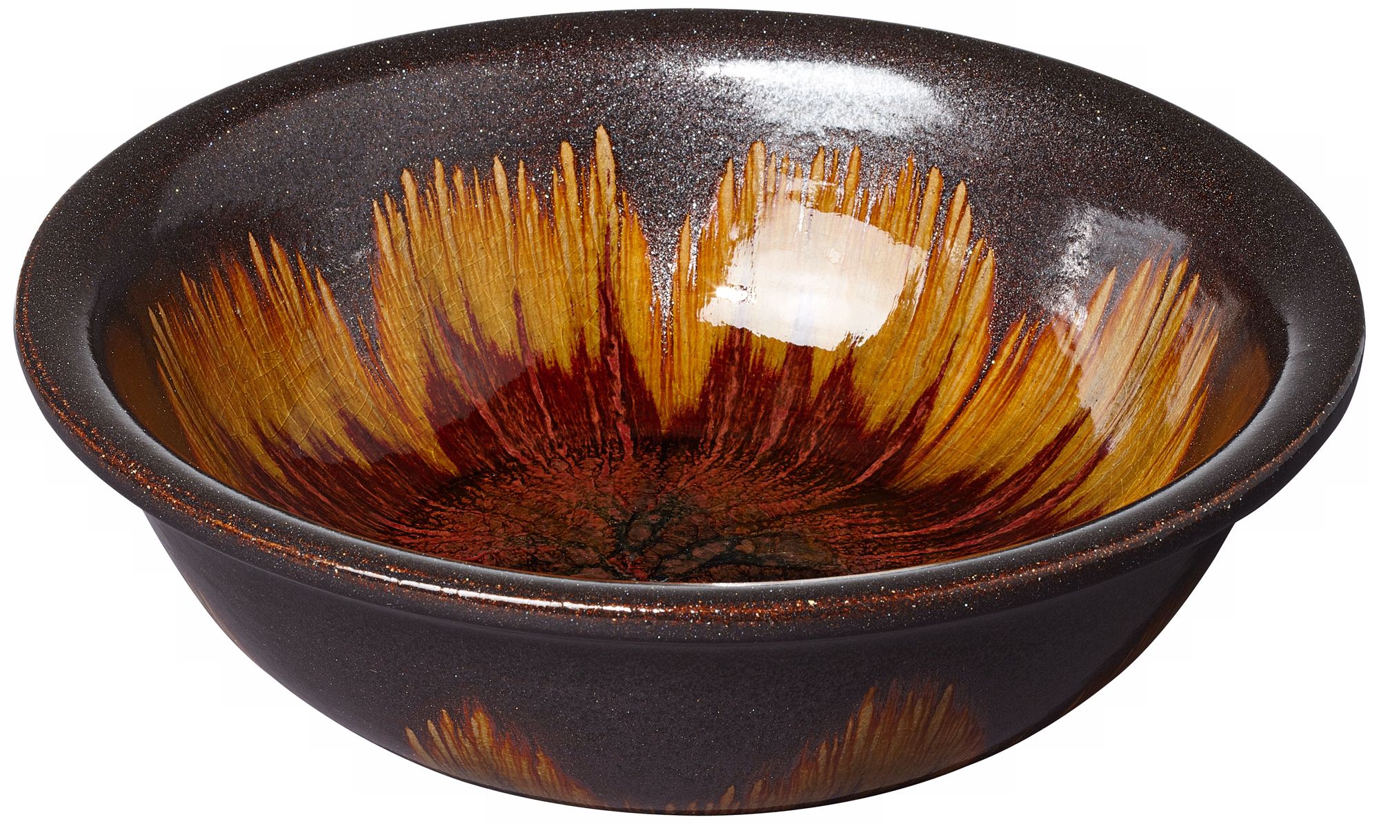 Red Canyon 12 1/2" Wide Hand-Crafted Glazed Ceramic Bowl