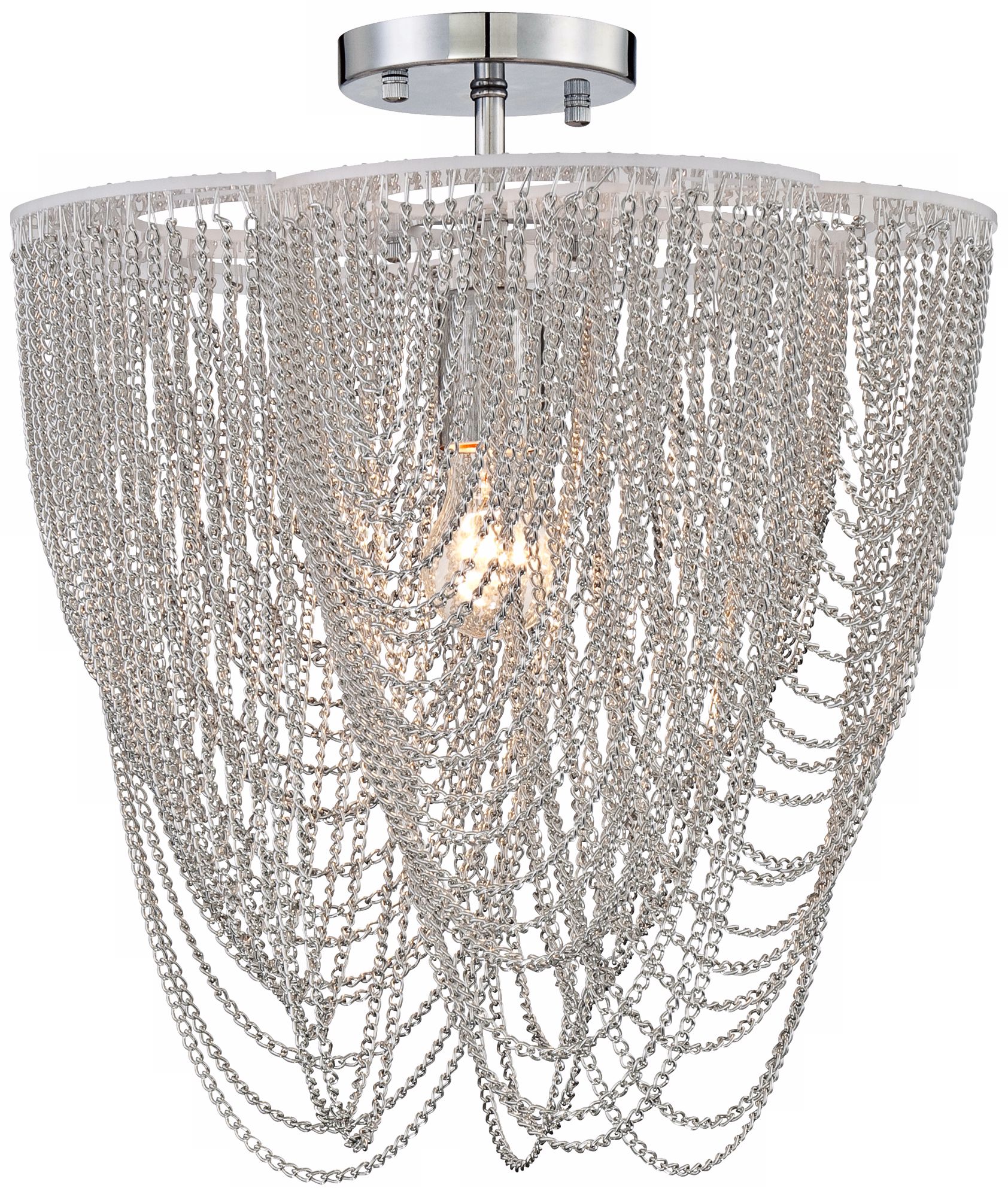 Drape Chain Silvered Semiflush Ceiling Fixture