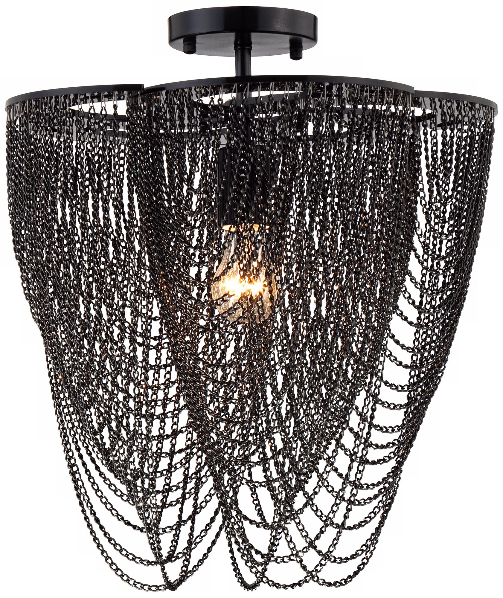 Drape Chain Black Semiflush Ceiling Fixture