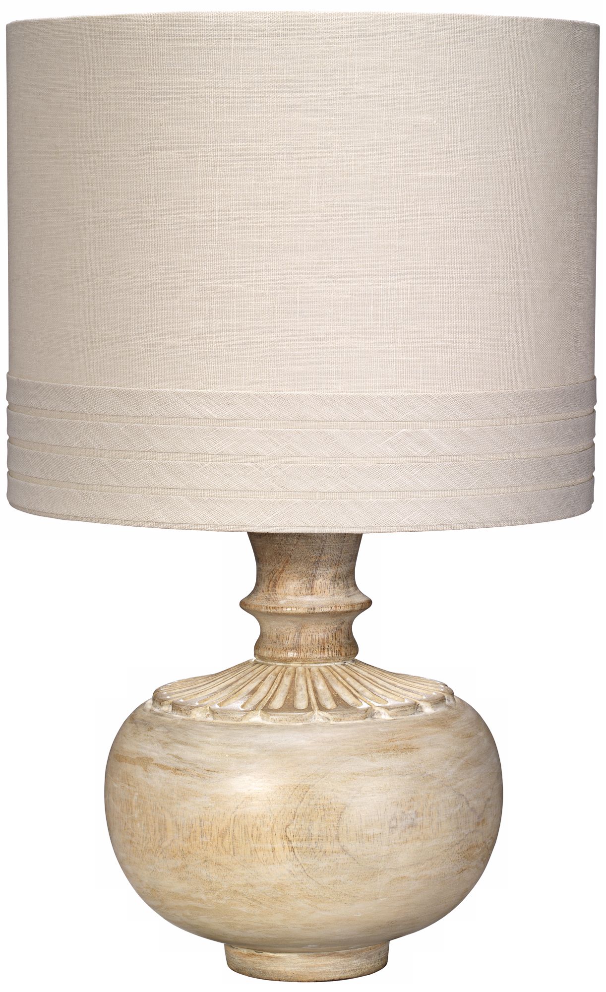 Jamie Young Lotus White Washed Wood Table Lamp