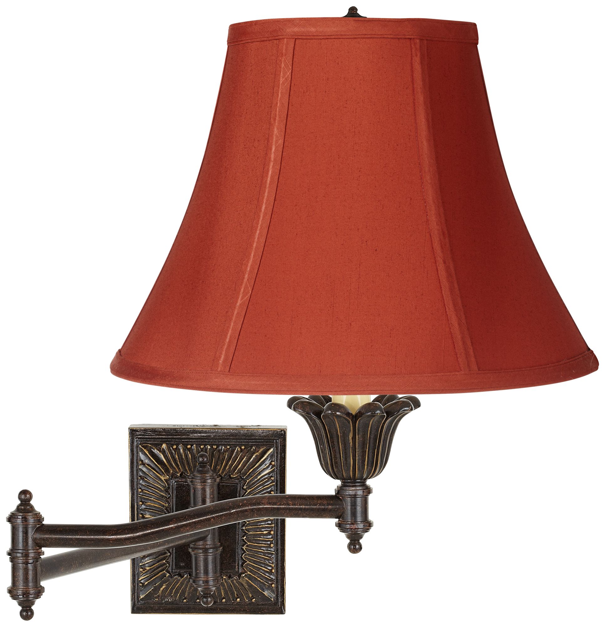 Geneva Cinnabar Bell Shade Plug-In Swing Arm Wall Lamp
