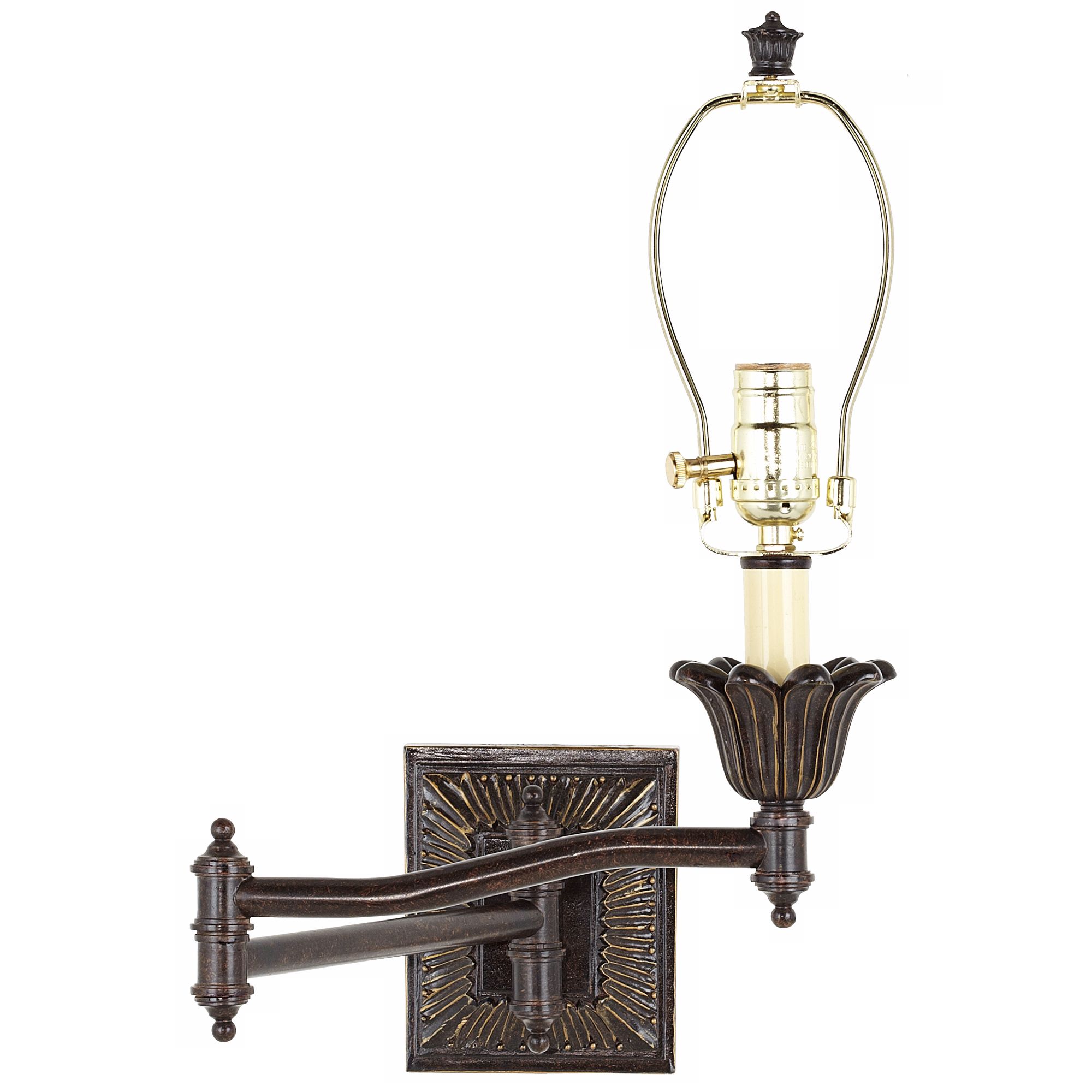 Victorian Bronze Plug-In Style Swing Arm Wall Lamp Base