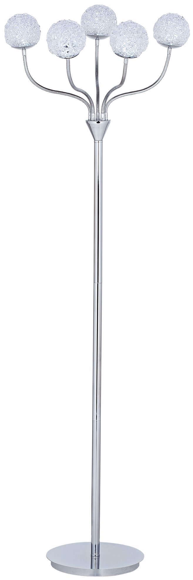 Acrylic Globe Chrome LED Floor Lamp with Adjustable Arms