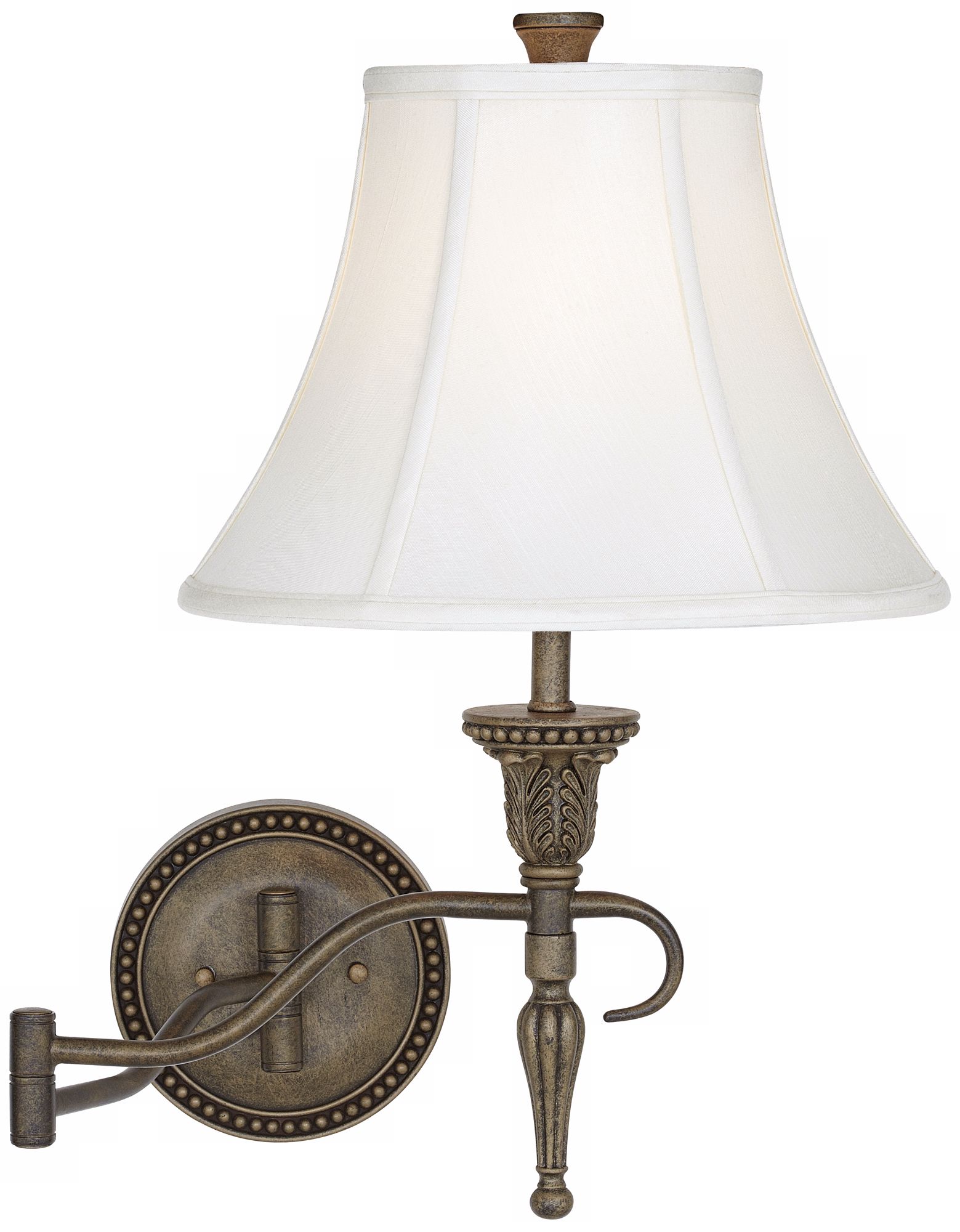 Antique Gold with Ivory Shade Swing Arm Wall Lamp