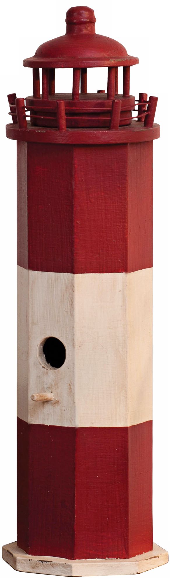 Red and White Mahogany Lighthouse Birdhouse U4003