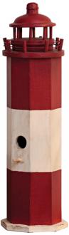 Red and White Mahogany Lighthouse Birdhouse U4003