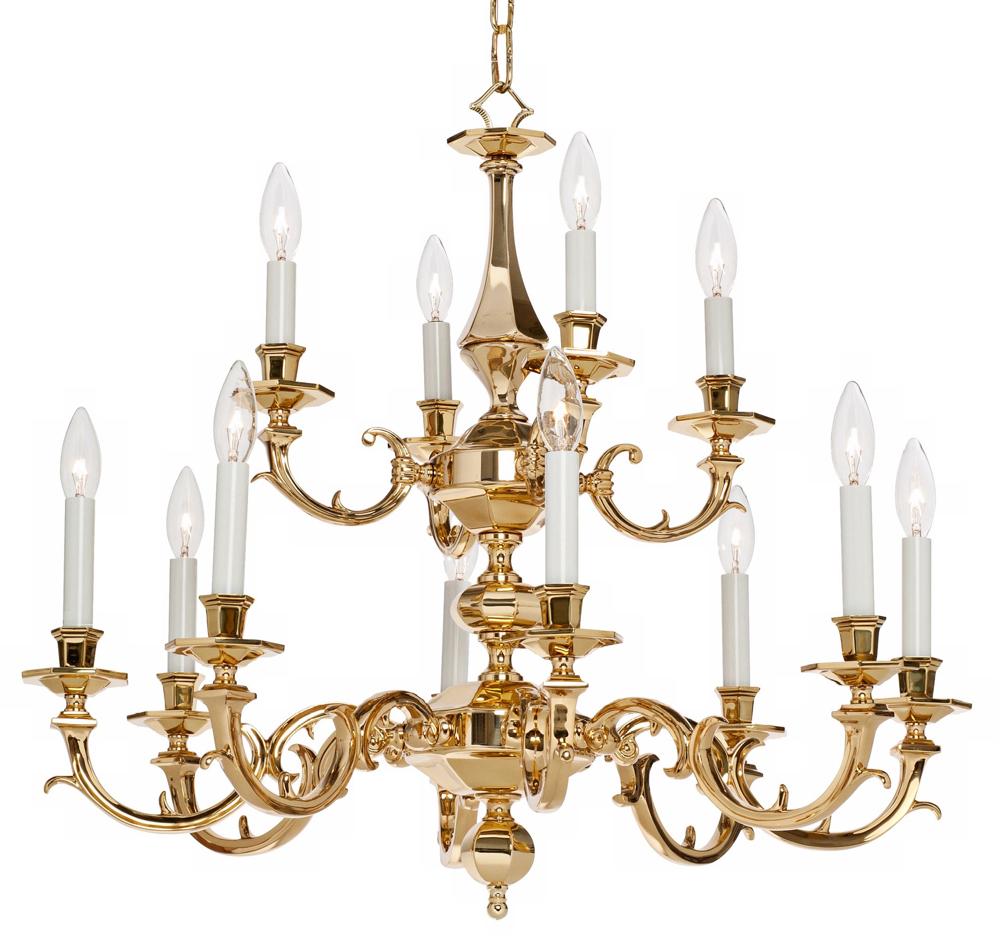 Polished Cast Brass 28" Wide Holtkoetter Chandelier