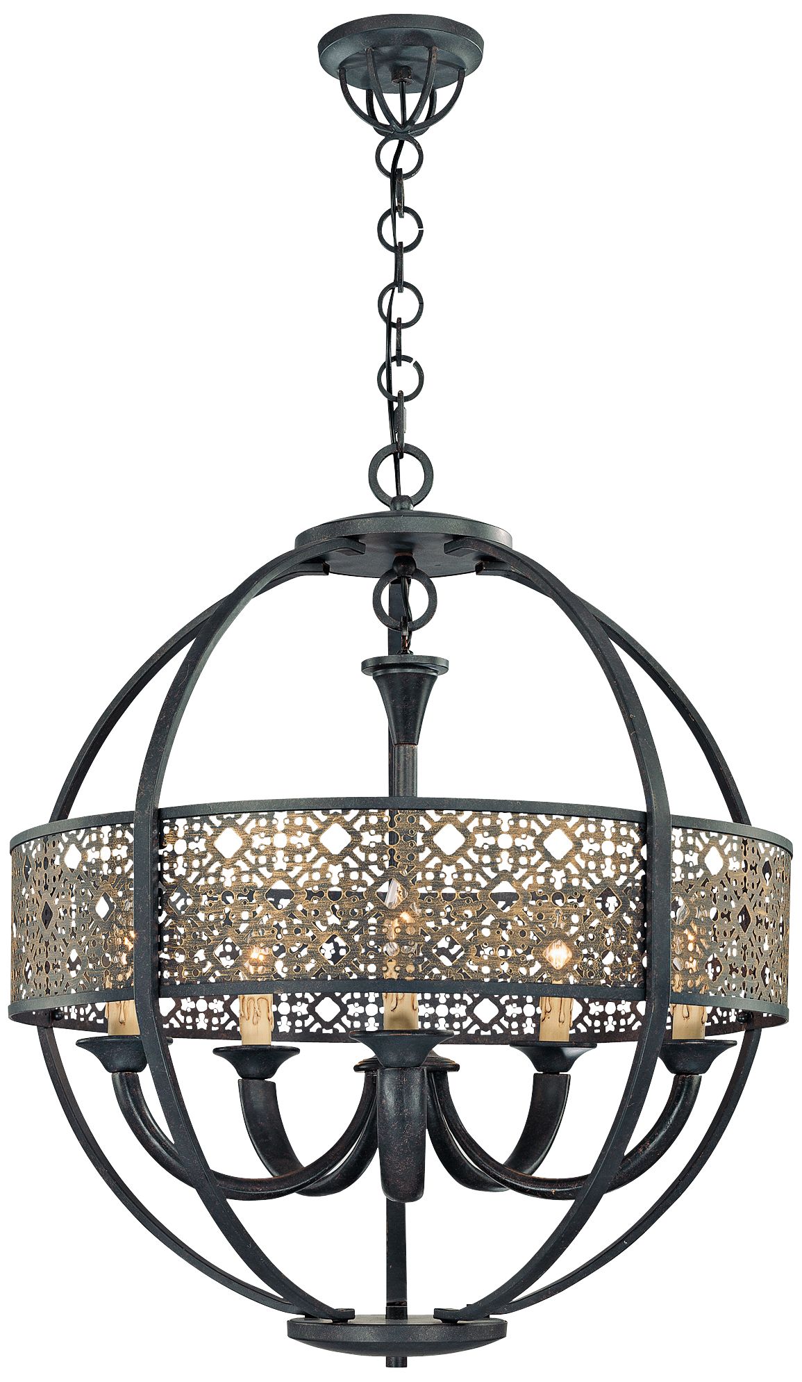 Aresenal 28" Wide Obsidian and Bronze Chandelier