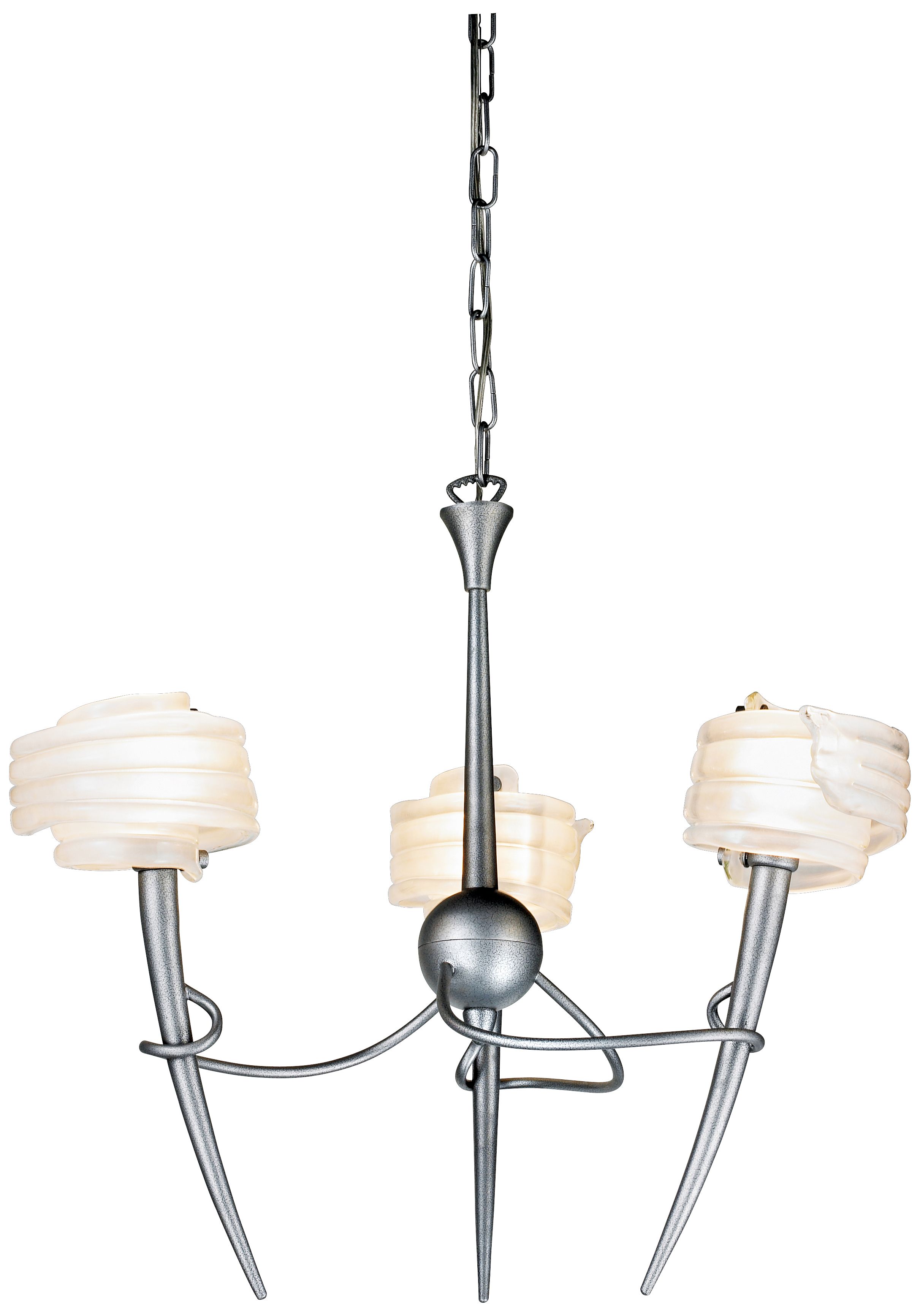 Viola 25" Wide Frosty Glass and Cracked Silver Chandelier