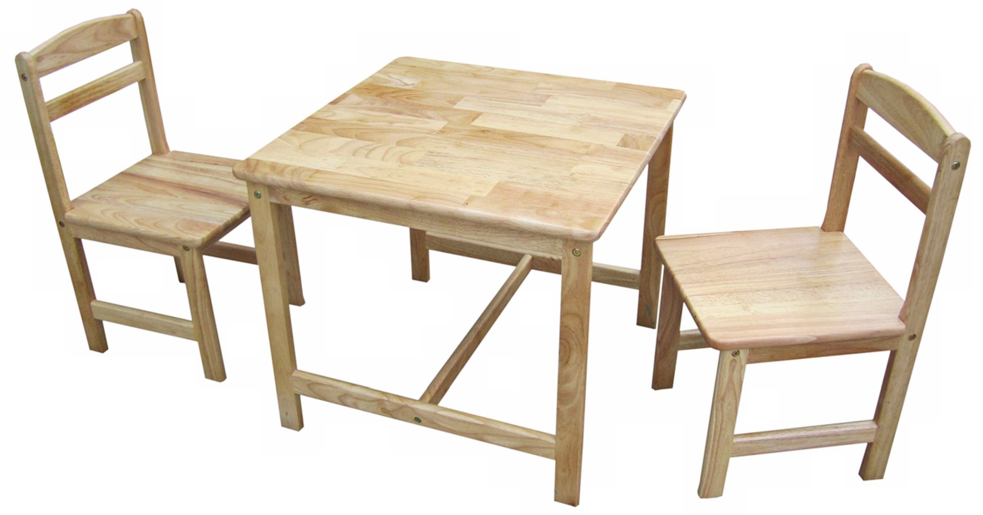 3 Piece Set Natural Finish Kids Table and Chairs
