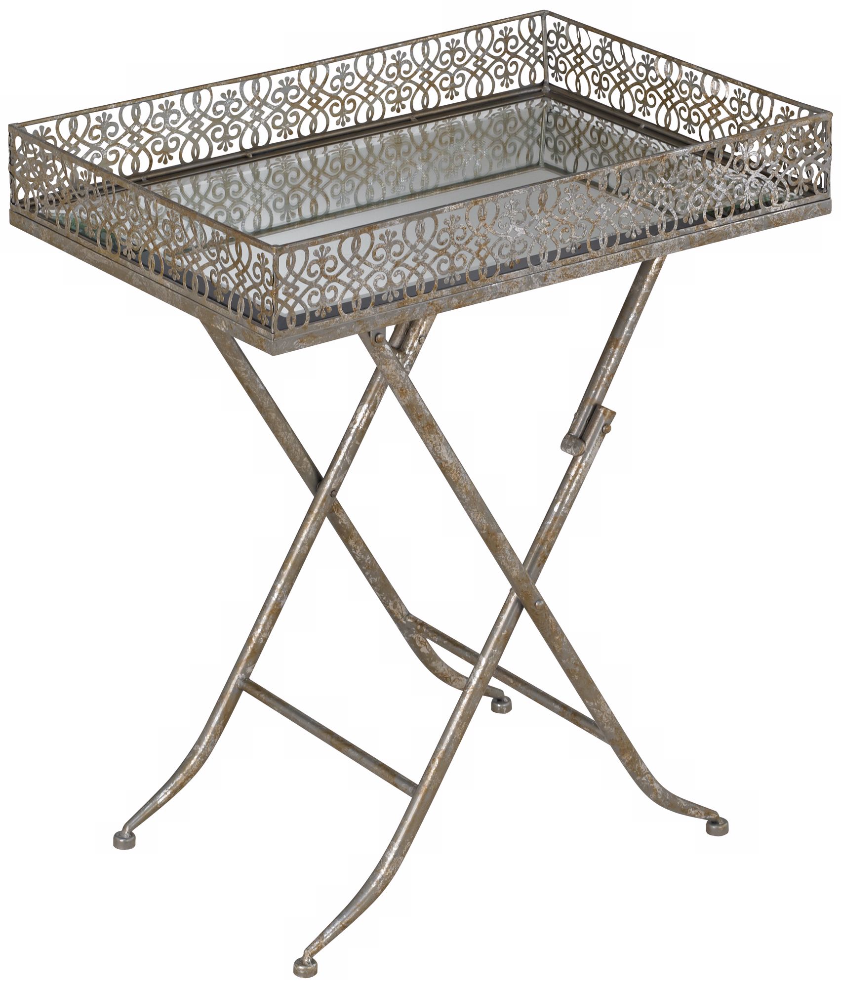 Filigree Mirrored 27 1/2" High Serving Table
