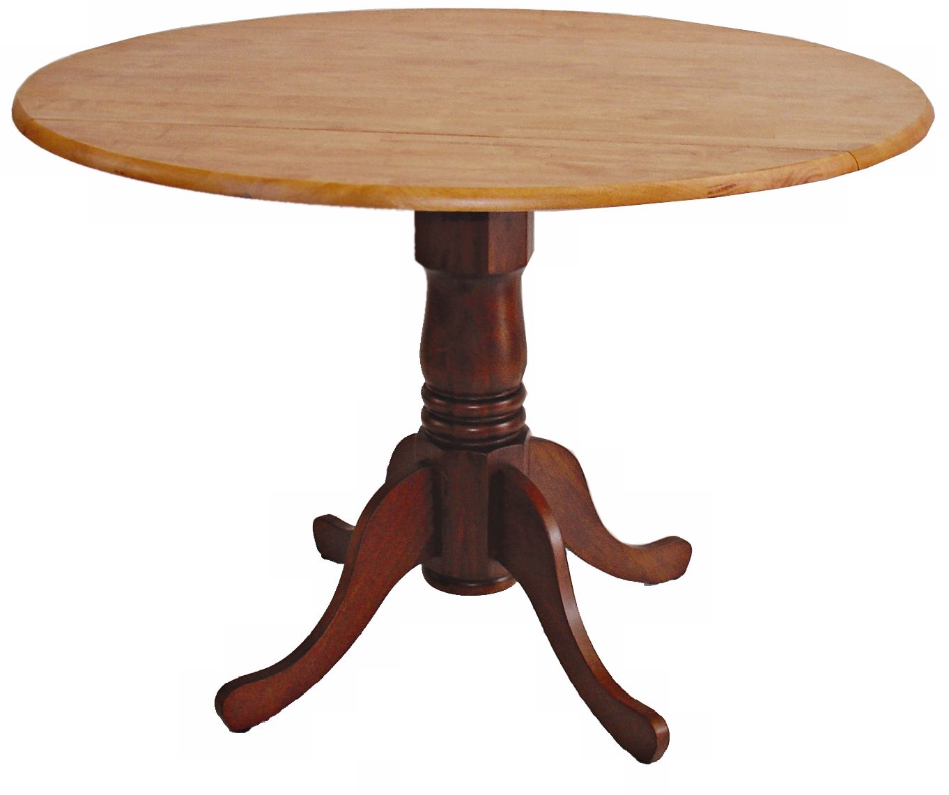 Cinnamon and Espresso Finish Round Drop Leaf Pedestal Table