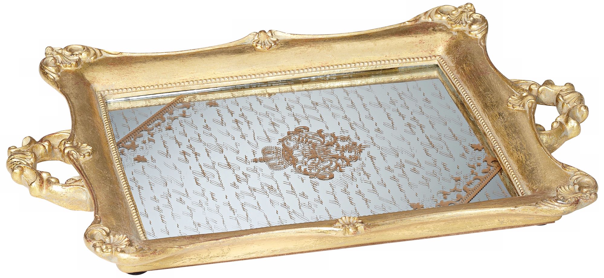 Victoria Small Antique Gold Mirrored Tray