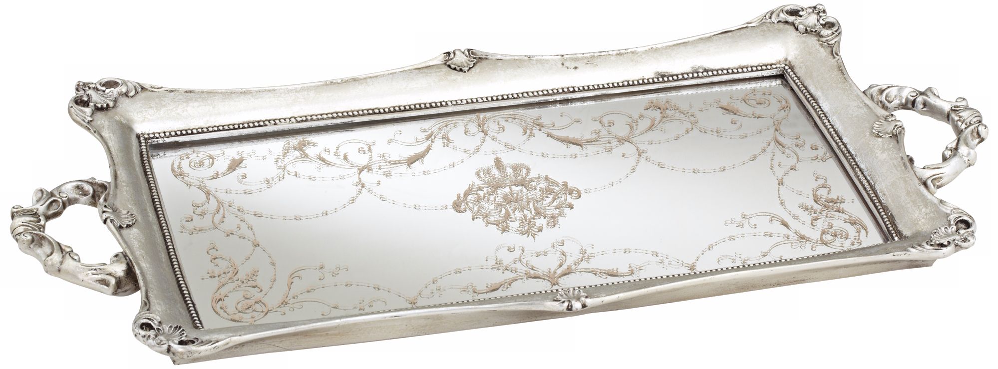 Victoria Large 22 1/2" Wide Silver Mirrored Tray