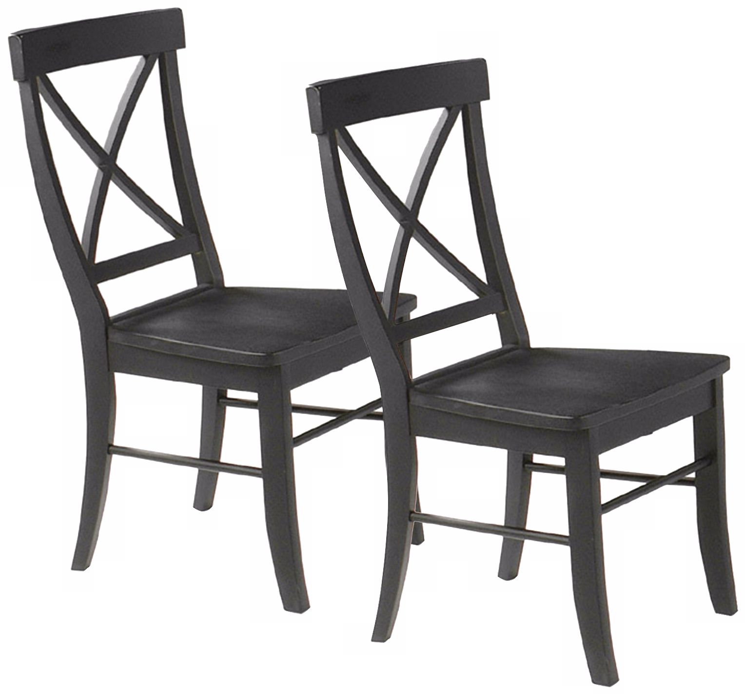 Set of 2 Black Cherry Finish X Back Dining Chairs