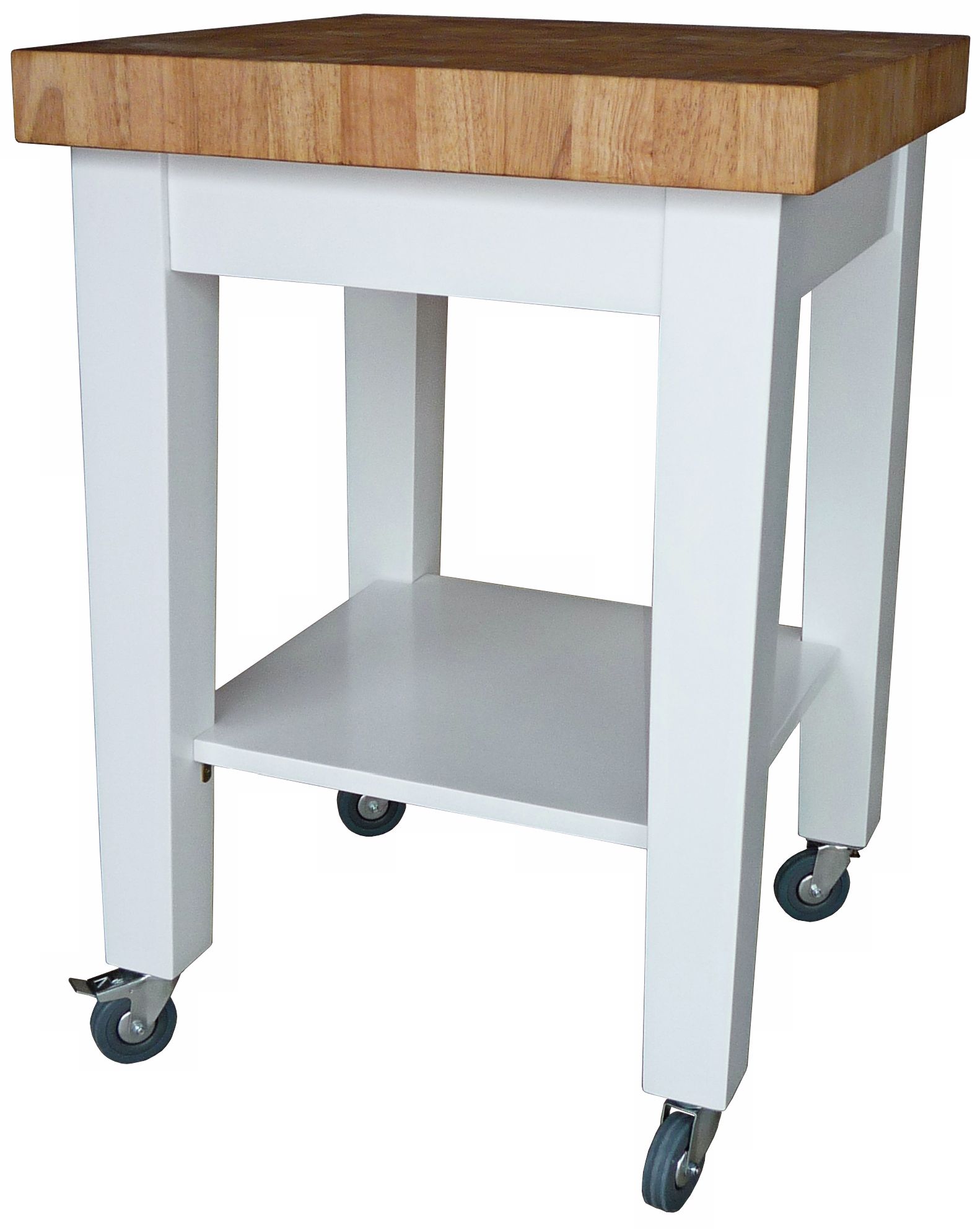 White and Natural Finish Kitchen Island