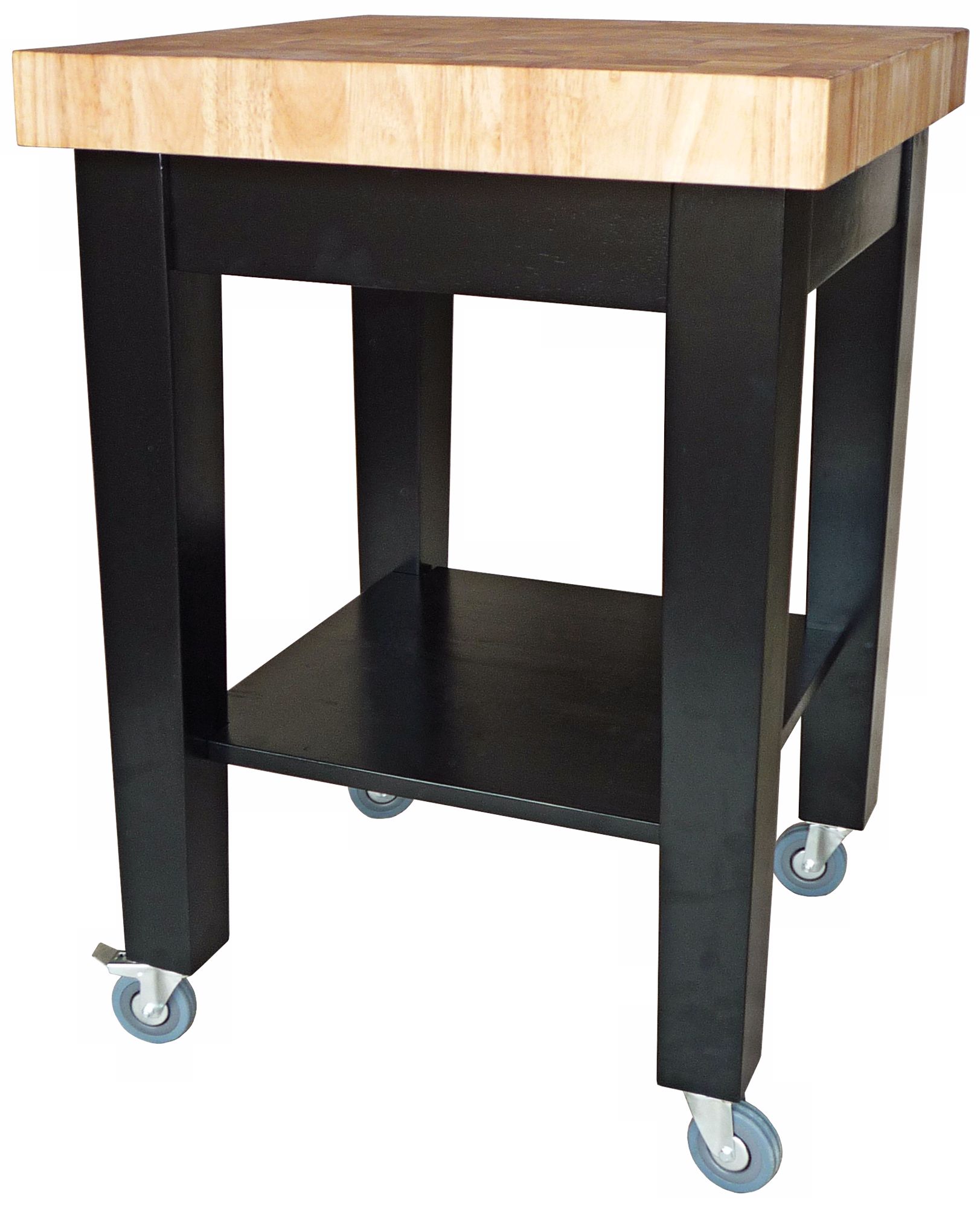 Black and Natural Finish Kitchen Island