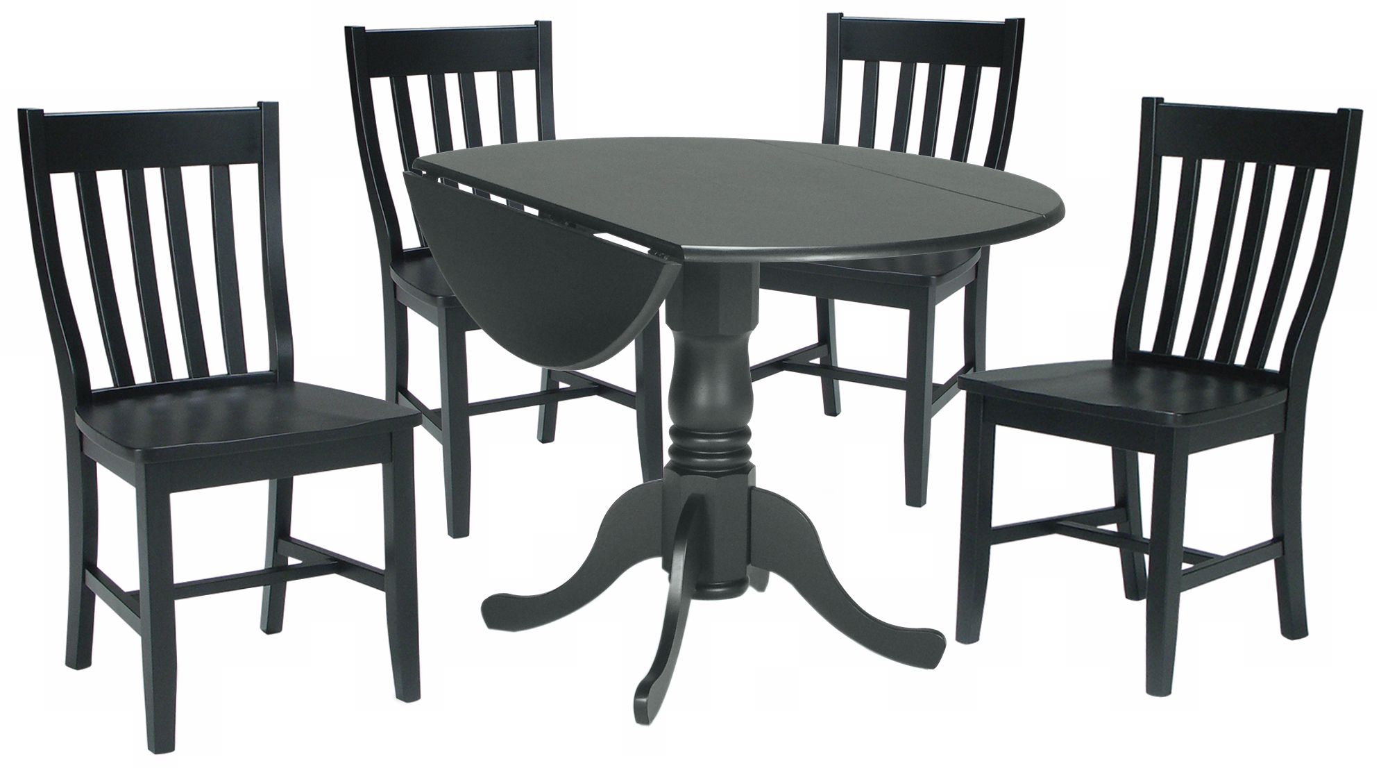 Moss Finish Dual Drop Leaf Table and Chairs Dining Set