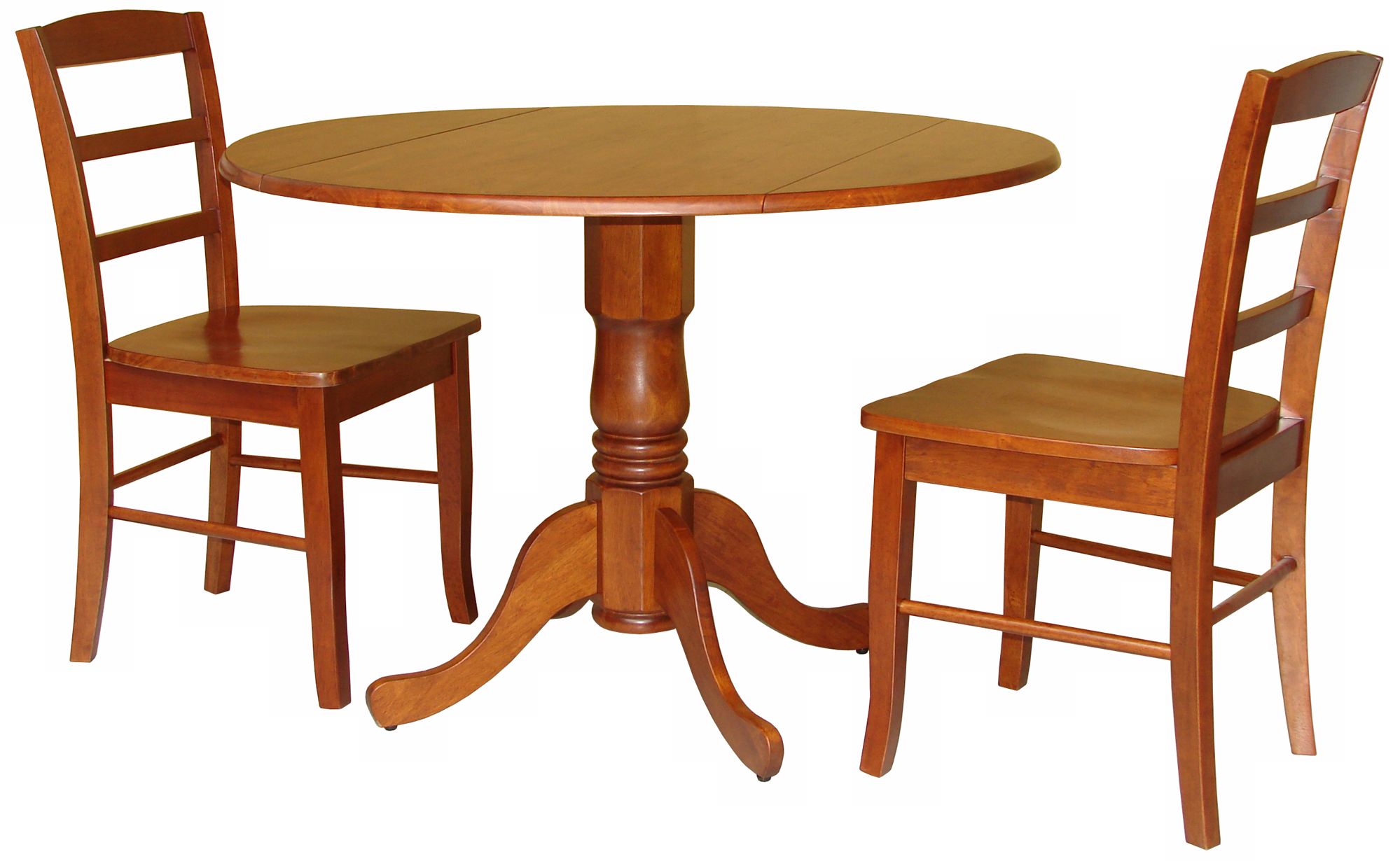 3-Piece Warm Cherry Finish Dual Drop Leaf Table Dining Set