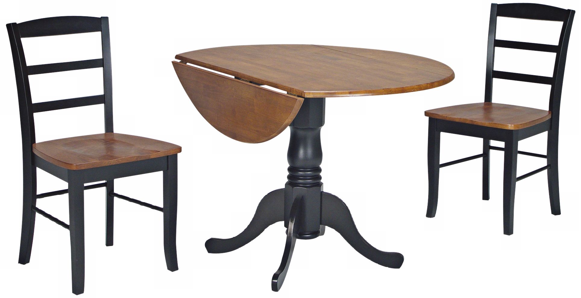 3-Piece Black and Brown Dual Drop Leaf Table Dining Set