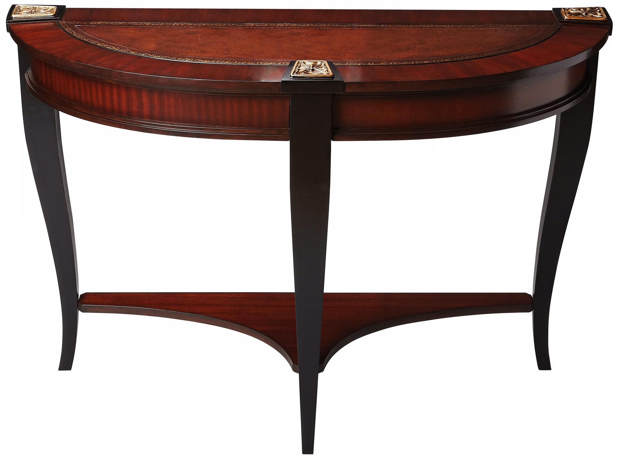 Connoisseur's Leather Inset Demilune Console Table
