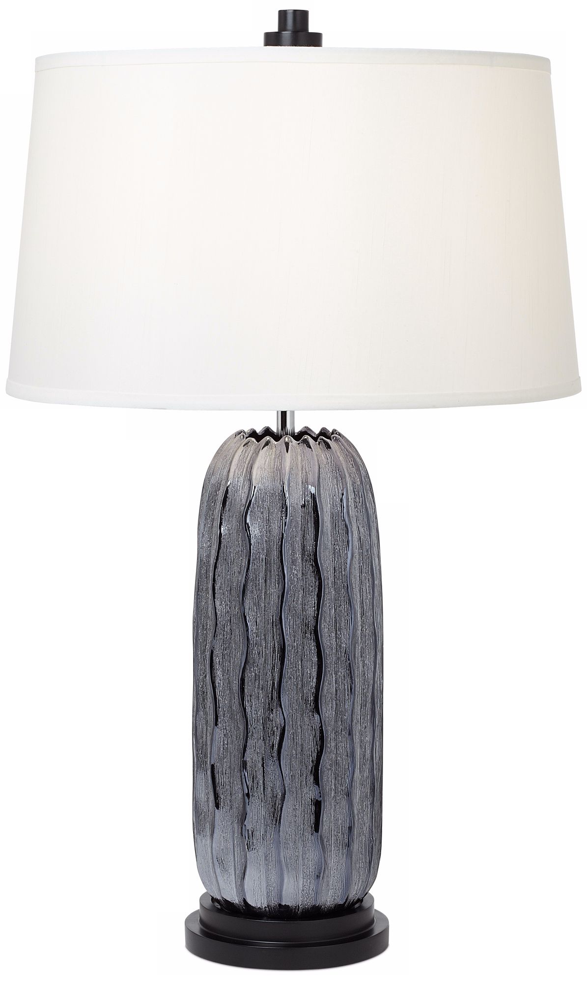 Possini Euro Design Ribbed Gray Ceramic Table Lamp