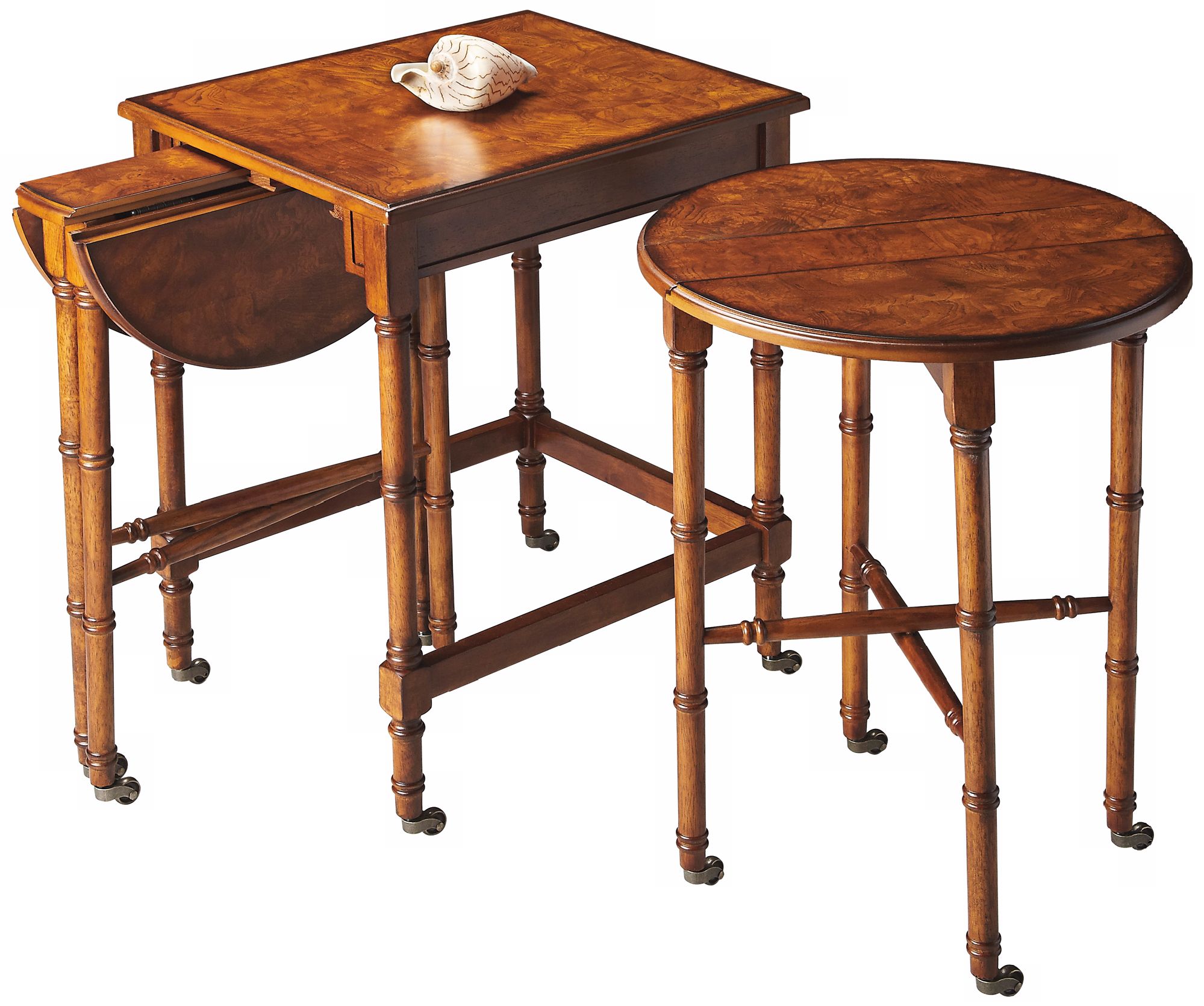 Set of 3 Olive Ash Burl Nesting Tables