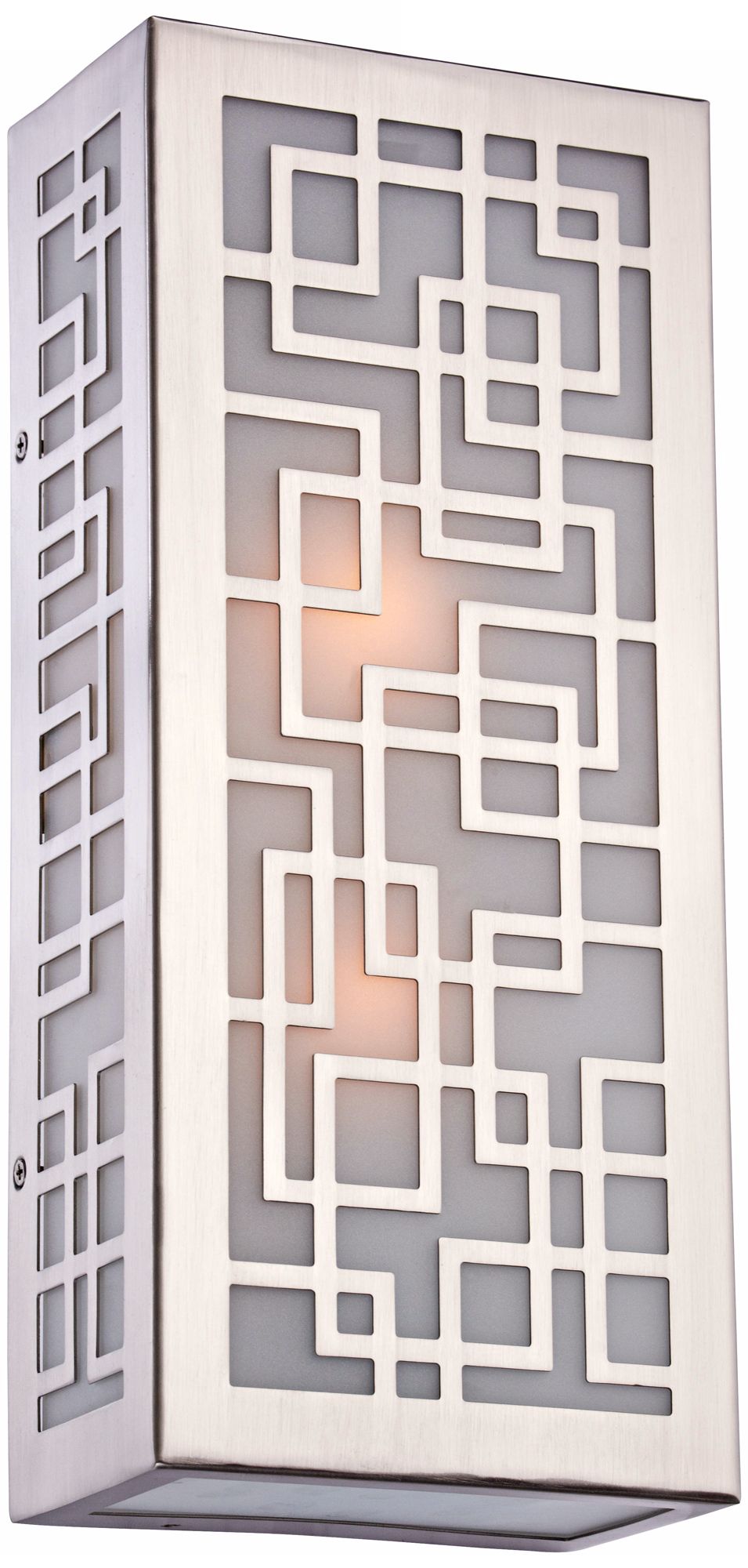 Geometric Laser Cut 15" High Brushed Steel Wall Sconce
