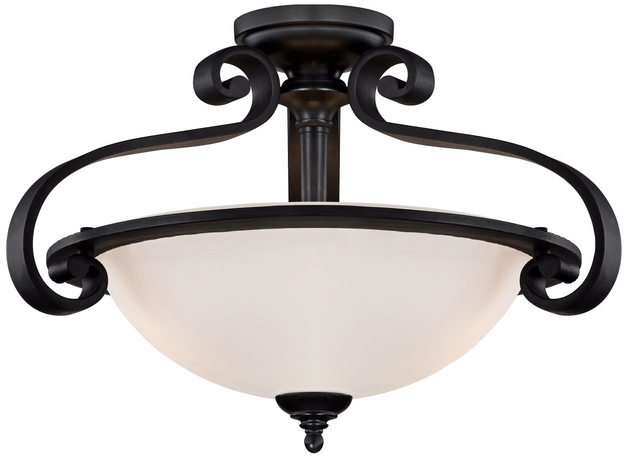 Curled Black Iron 20" Wide Semi-Flushmount Light