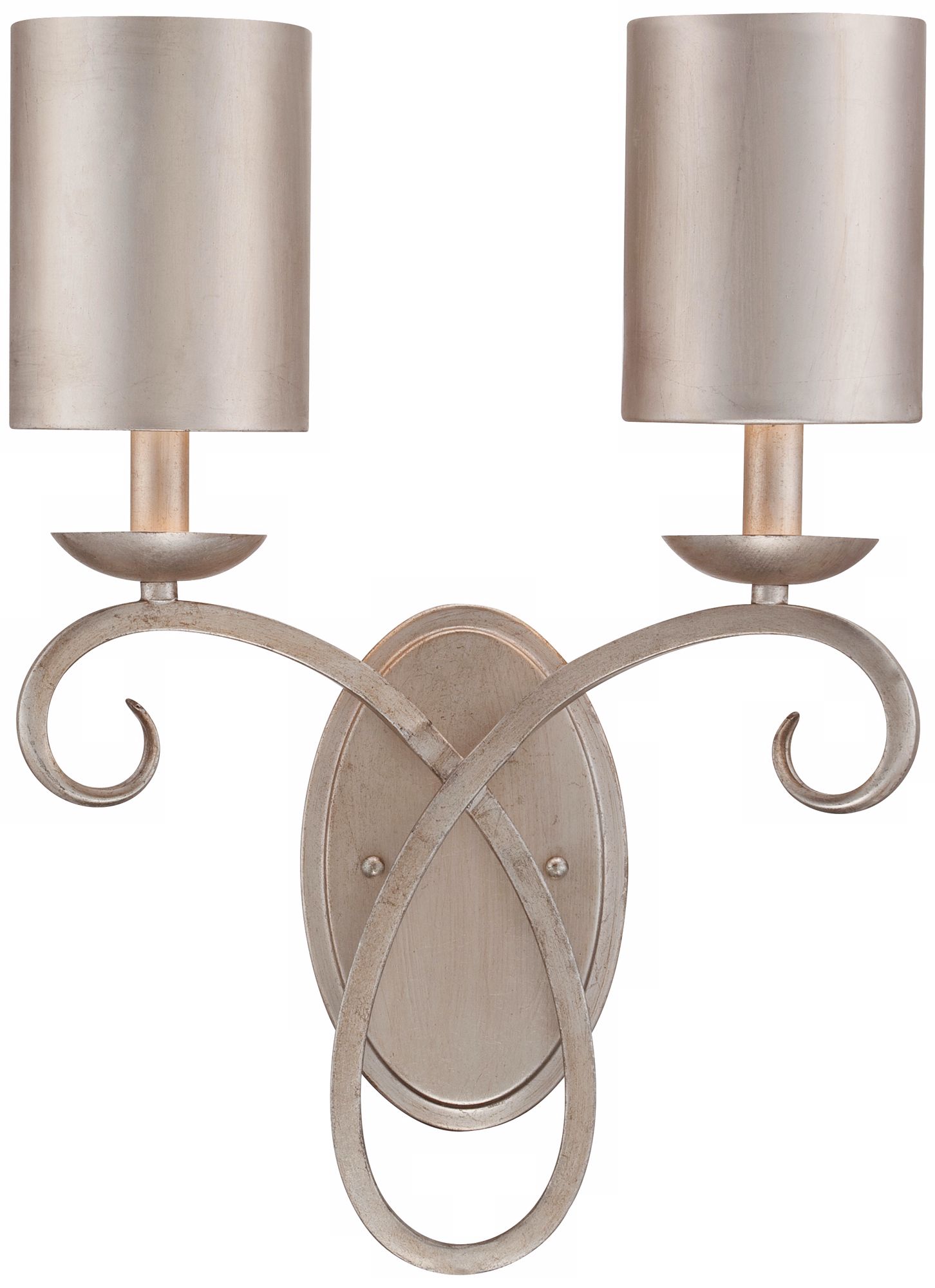 Silver Leaf Metal Shade 18 1/4" High Two-Light Wall Sconce