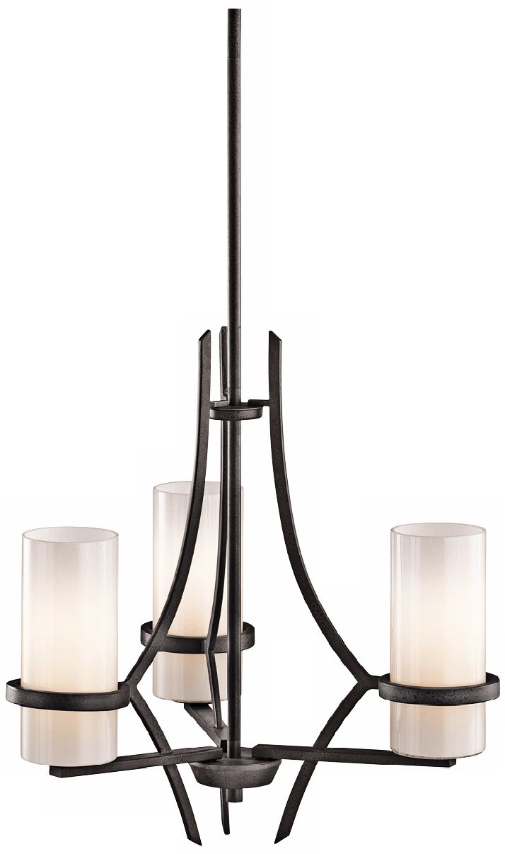 Kichler Beckett Anvil Iron White Glass 3-Light Chandelier