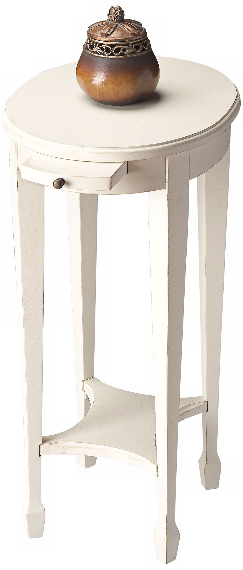 Cottage White Pull Tray Accent Table