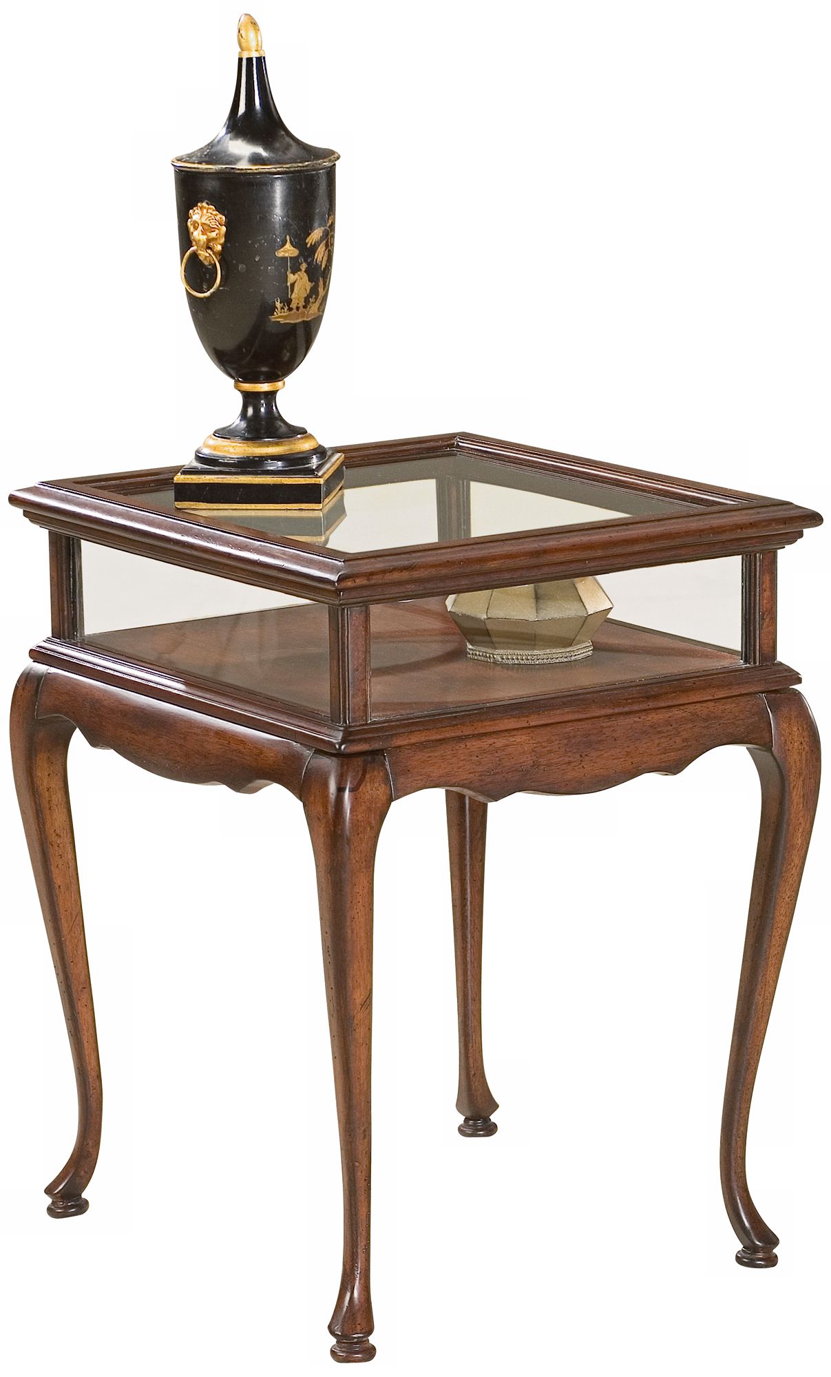 Plantation Cherry and Glass Curio Table