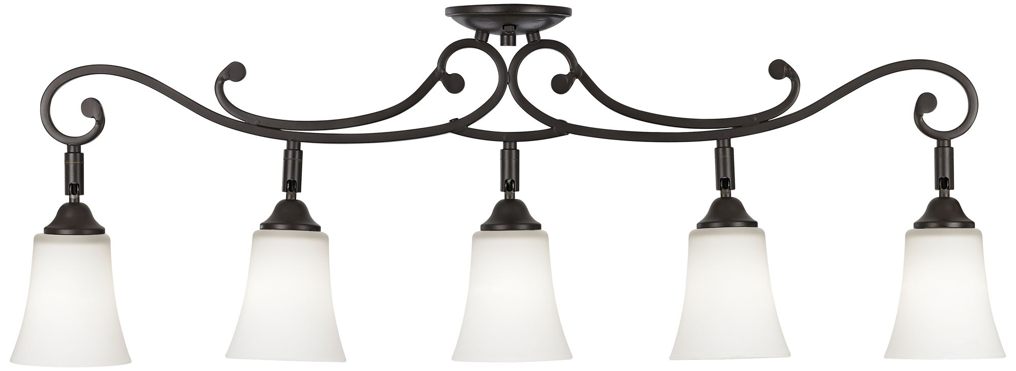 White Painted Glass 5-Light Scroll Track Fixture