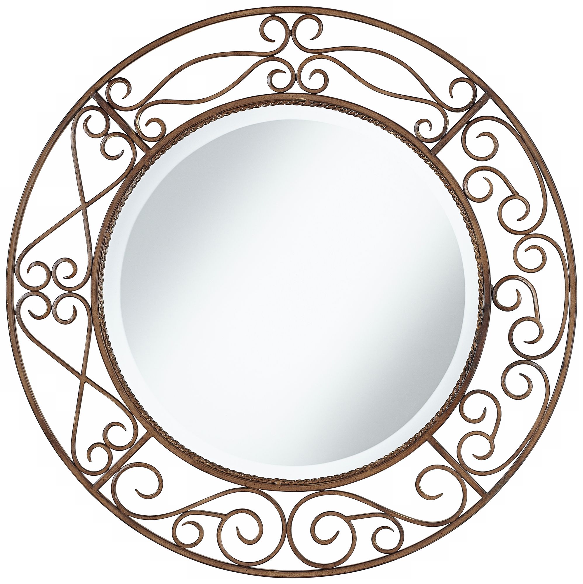 Distressed Rust Curves 30" Wide Wall Mirror