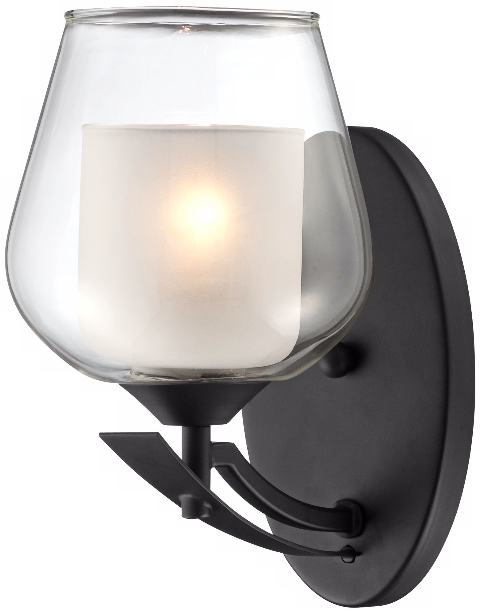 Votive Black Finish Clear Glass 9 1/2" High Wall Sconce