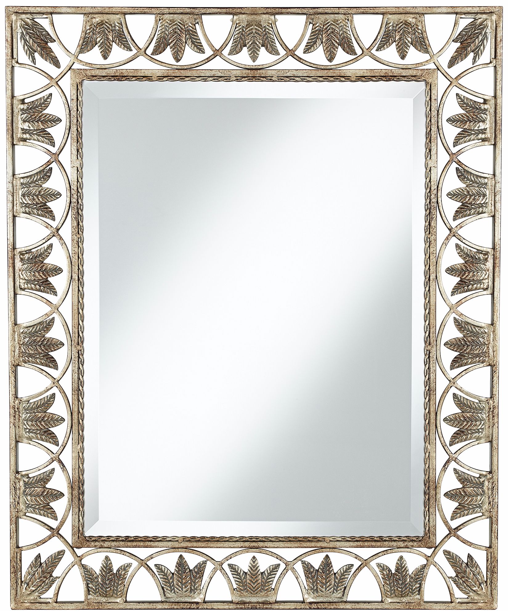 Ferns Champagne Silver 33" High Wall Mirror