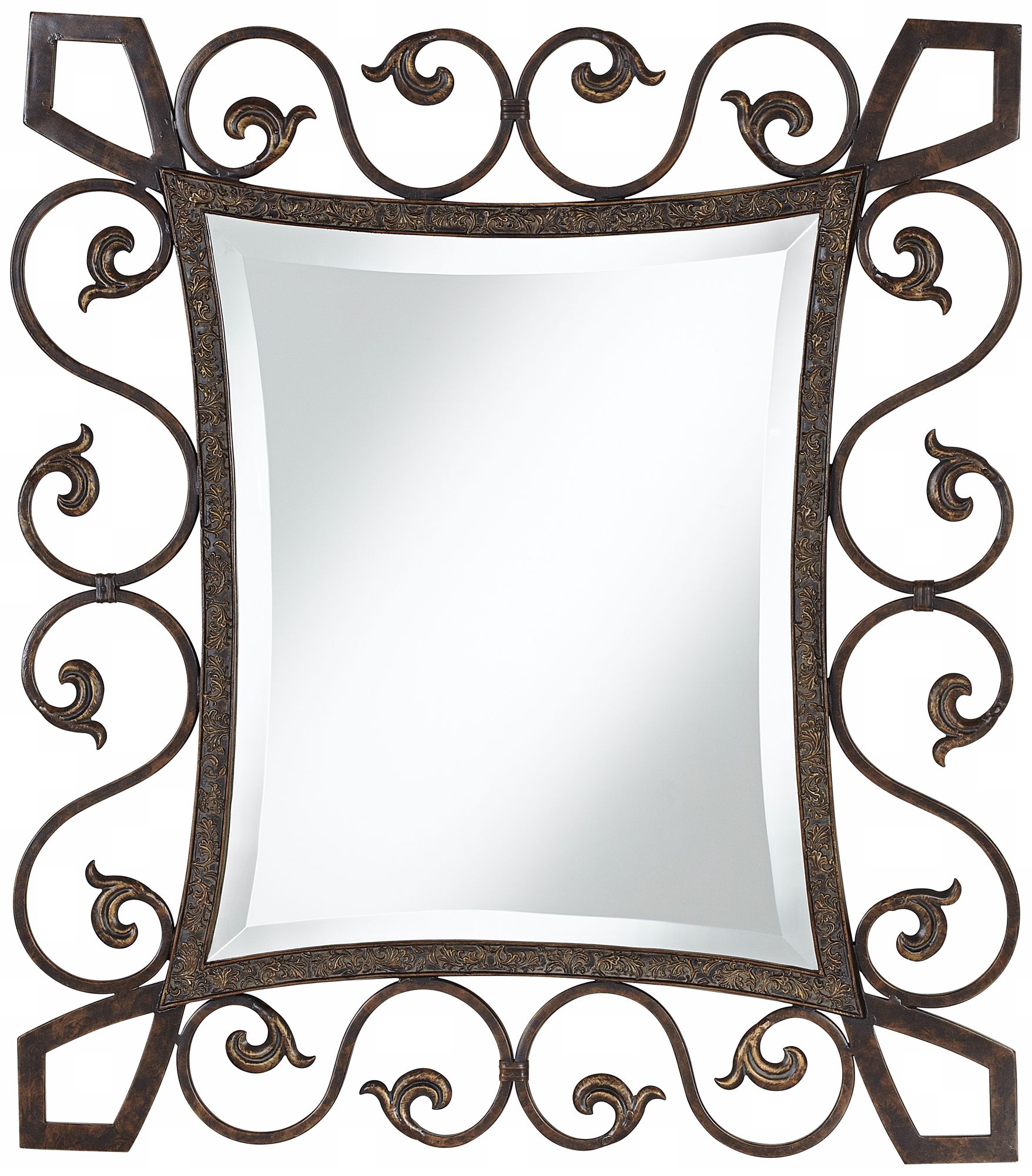 Dark Bronze Scroll Openwork 32" High Wall Mirror