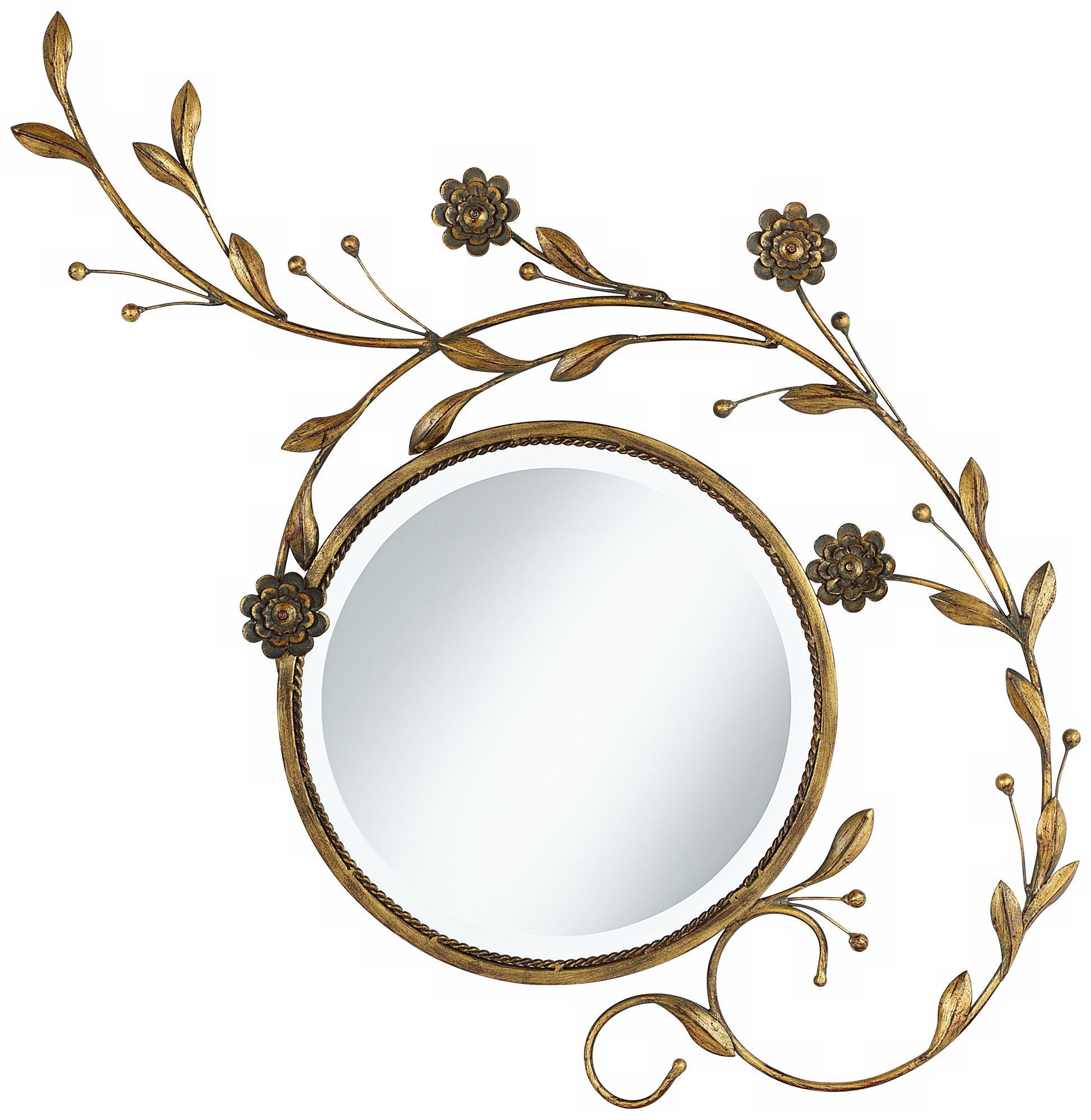 Flowering Vine Antique Gold 28" Wide Wall Mirror
