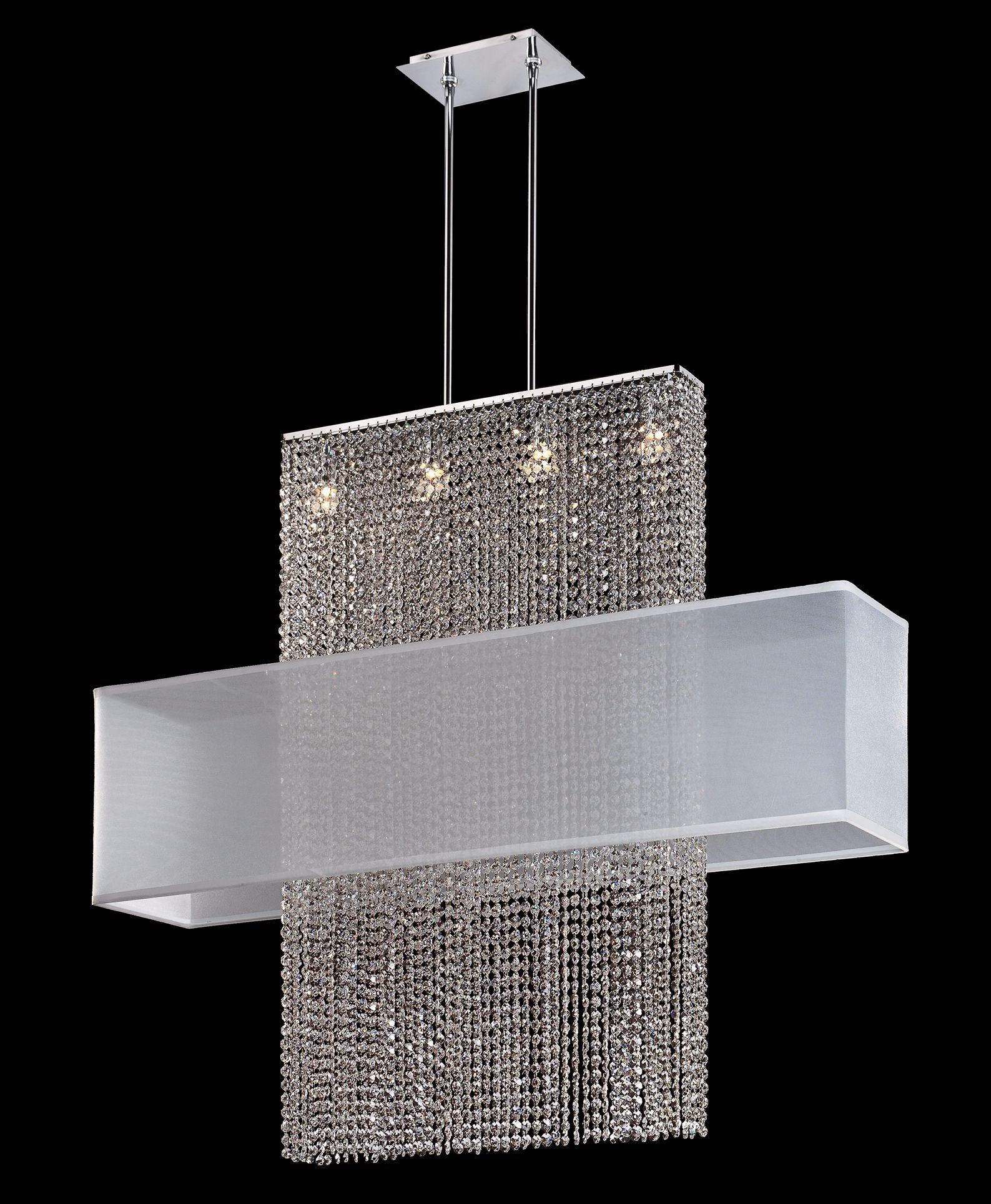Round Clear Crystal Strands 44" Wide Pendant Chandelier